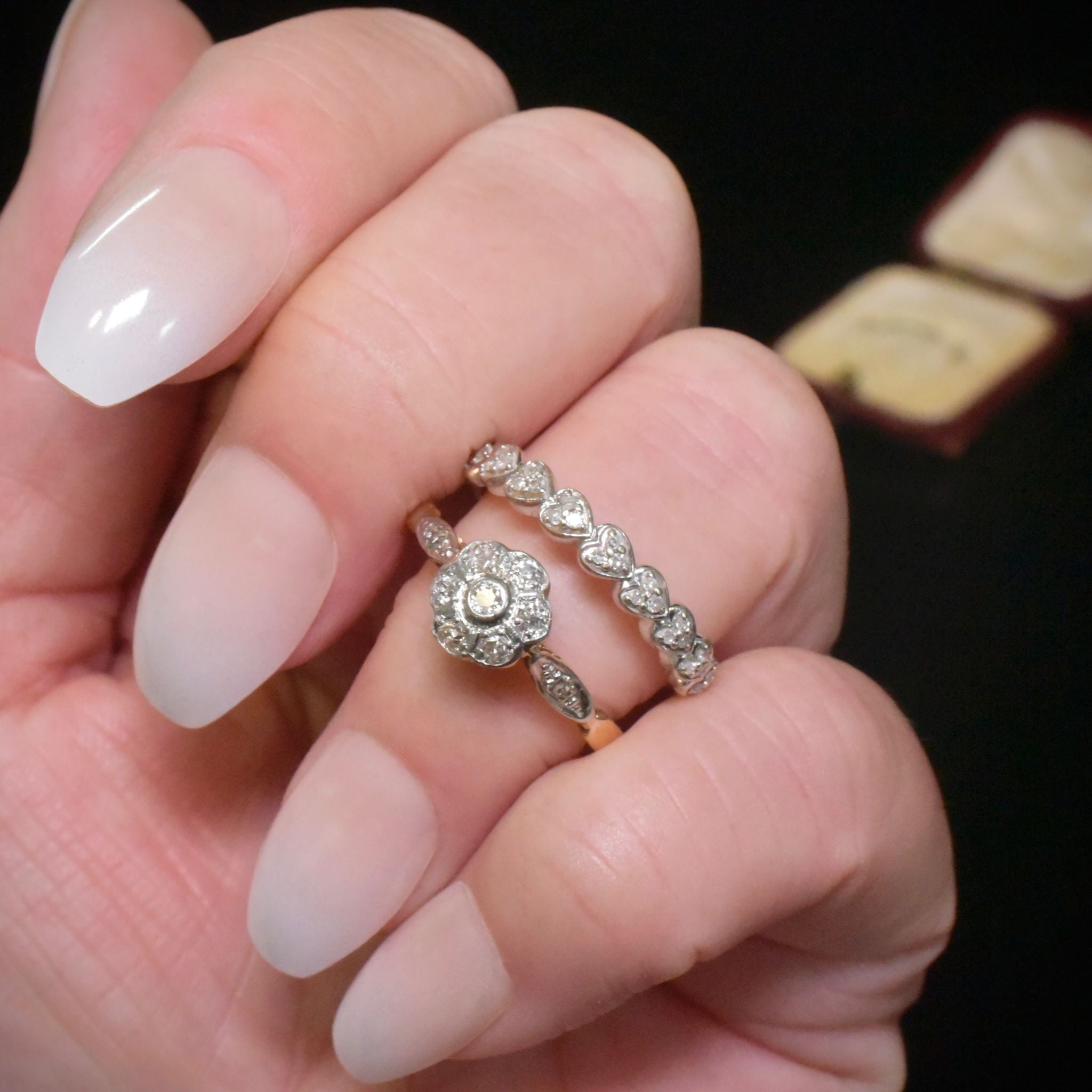 Contemporary 9ct White Gold ‘Heart’ Motif Diamond Ring - London