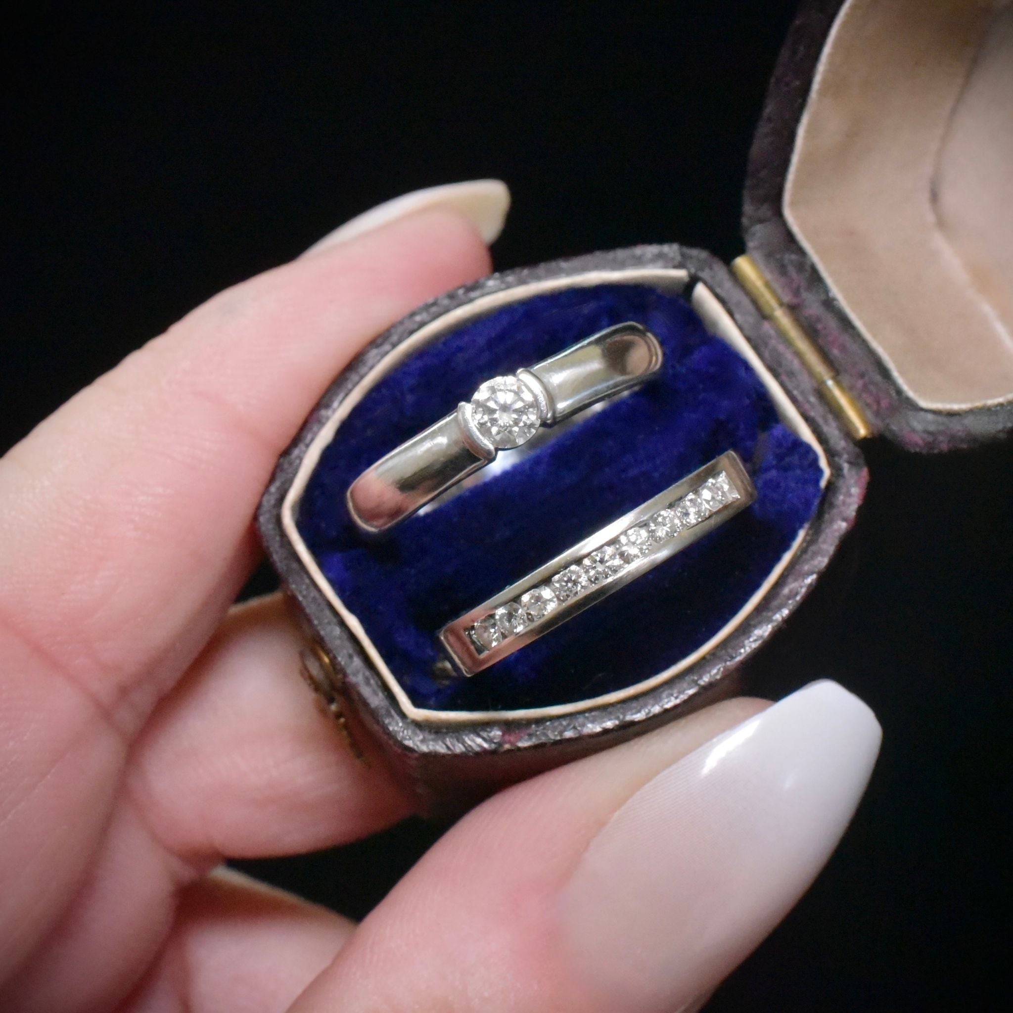 Contemporary Solid Palladium And Diamond ‘Channel Set’ Ring