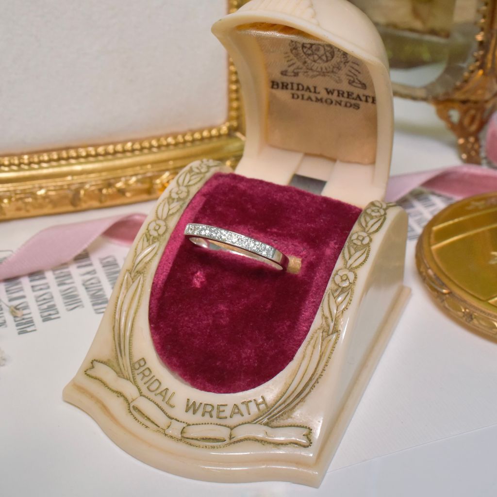 Vintage 18ct White Gold And Diamond Eternity Style Half Hoop Ring - London 1981