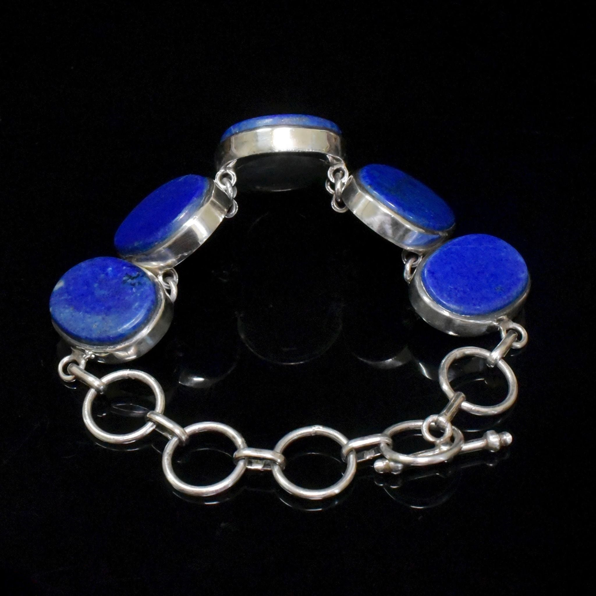 Contemporary Sterling Silver Lapis Lazuli Bracelet