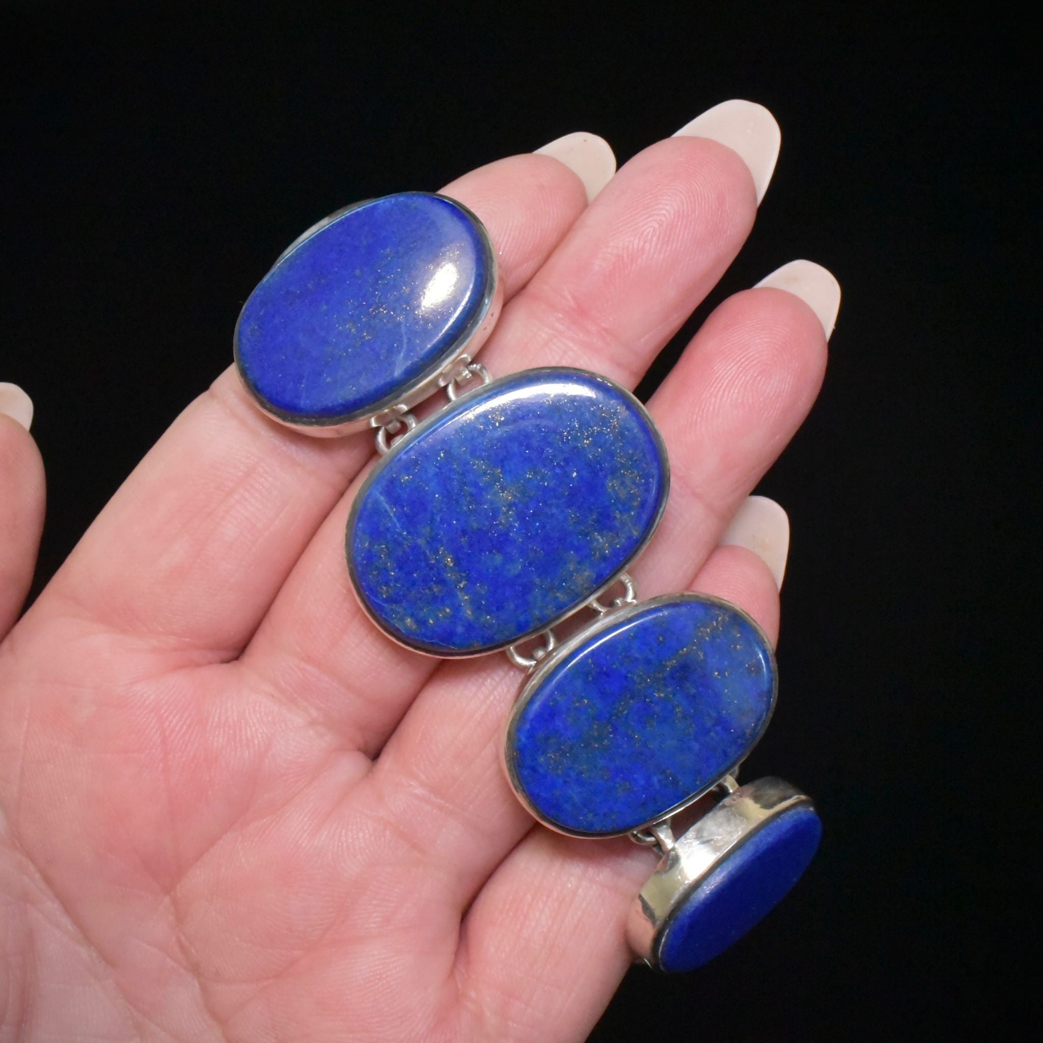 Contemporary Sterling Silver Lapis Lazuli Bracelet