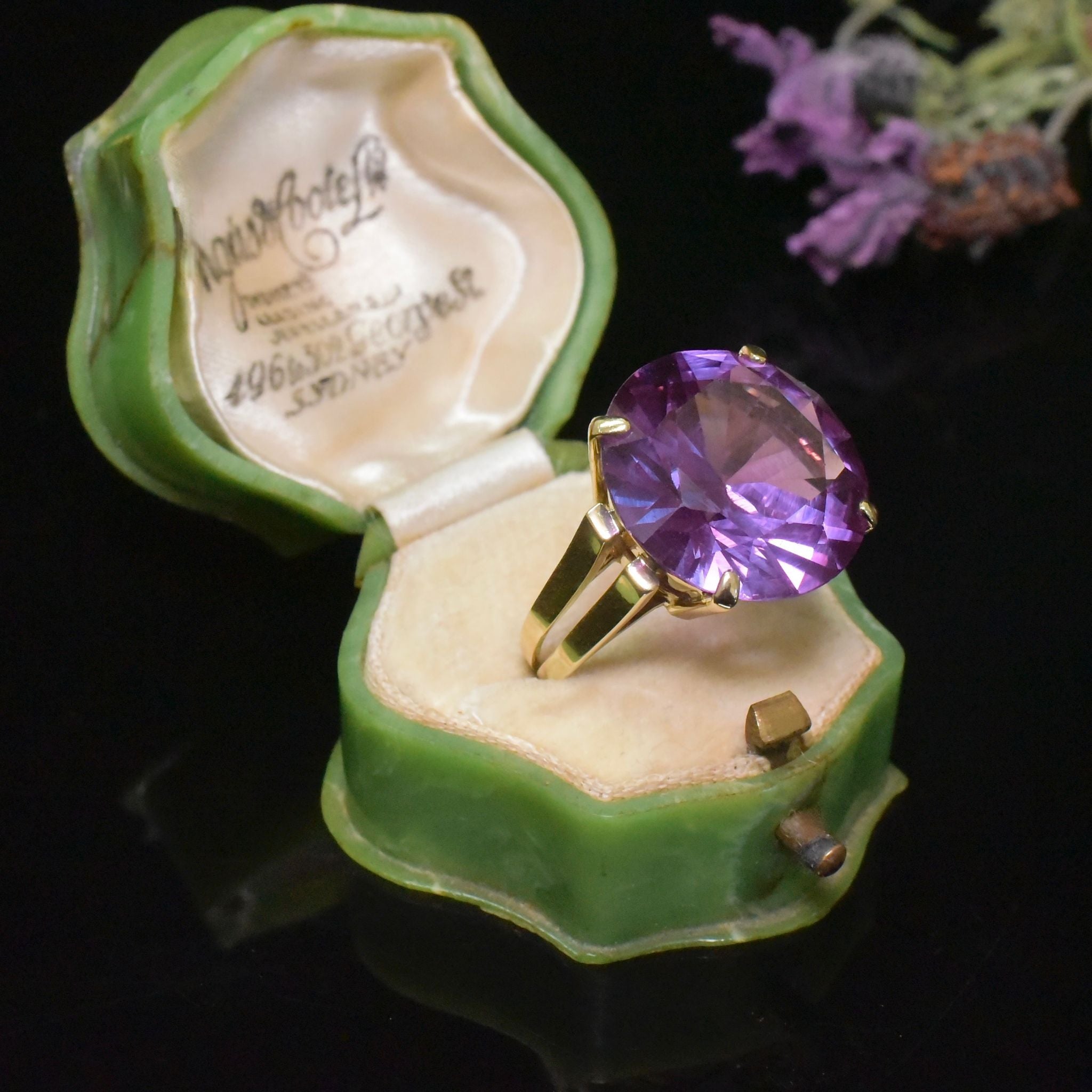 Vintage 14ct Yellow Gold Synthetic Colour Change Sapphire Cocktail Ring