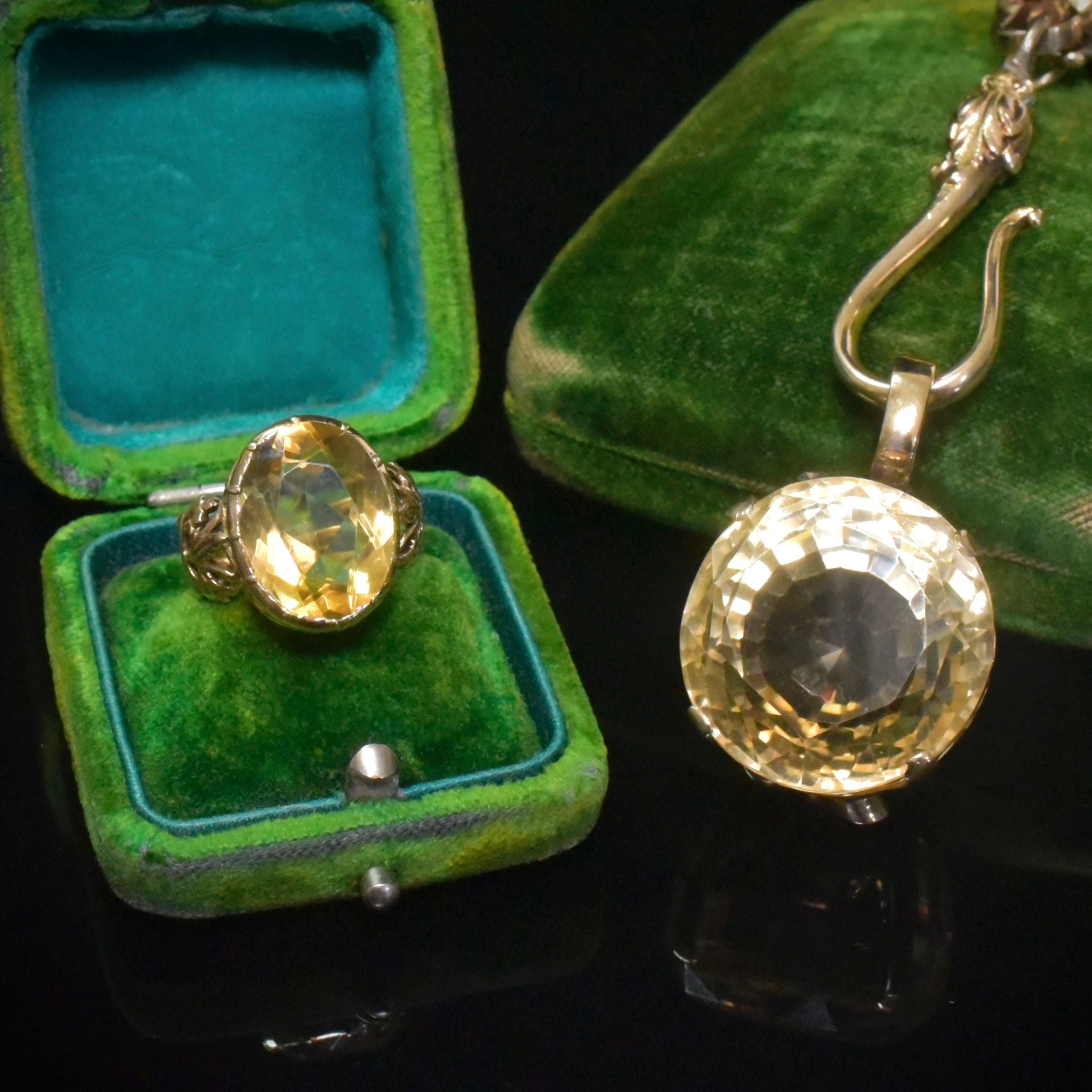 Superb Vintage 14ct Rose Gold 54ct Citrine Pendant