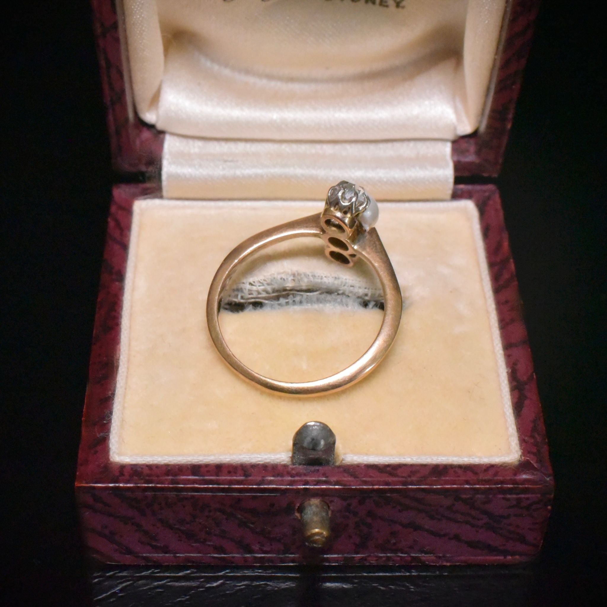 Antique Edwardian 15ct Yellow Gold Diamond And Pearl Ring