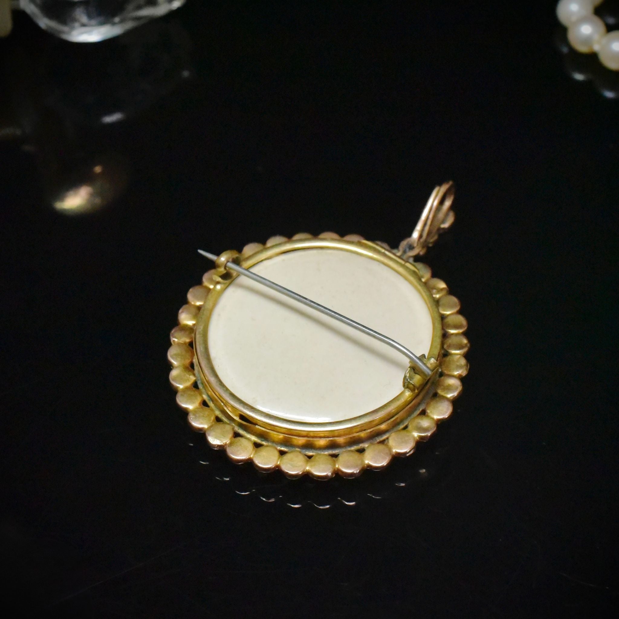 Ethereal Antique Victorian 9ct Rose Gold And Pearl Photo Locket Pendant/Brooch - Circa 1890’s