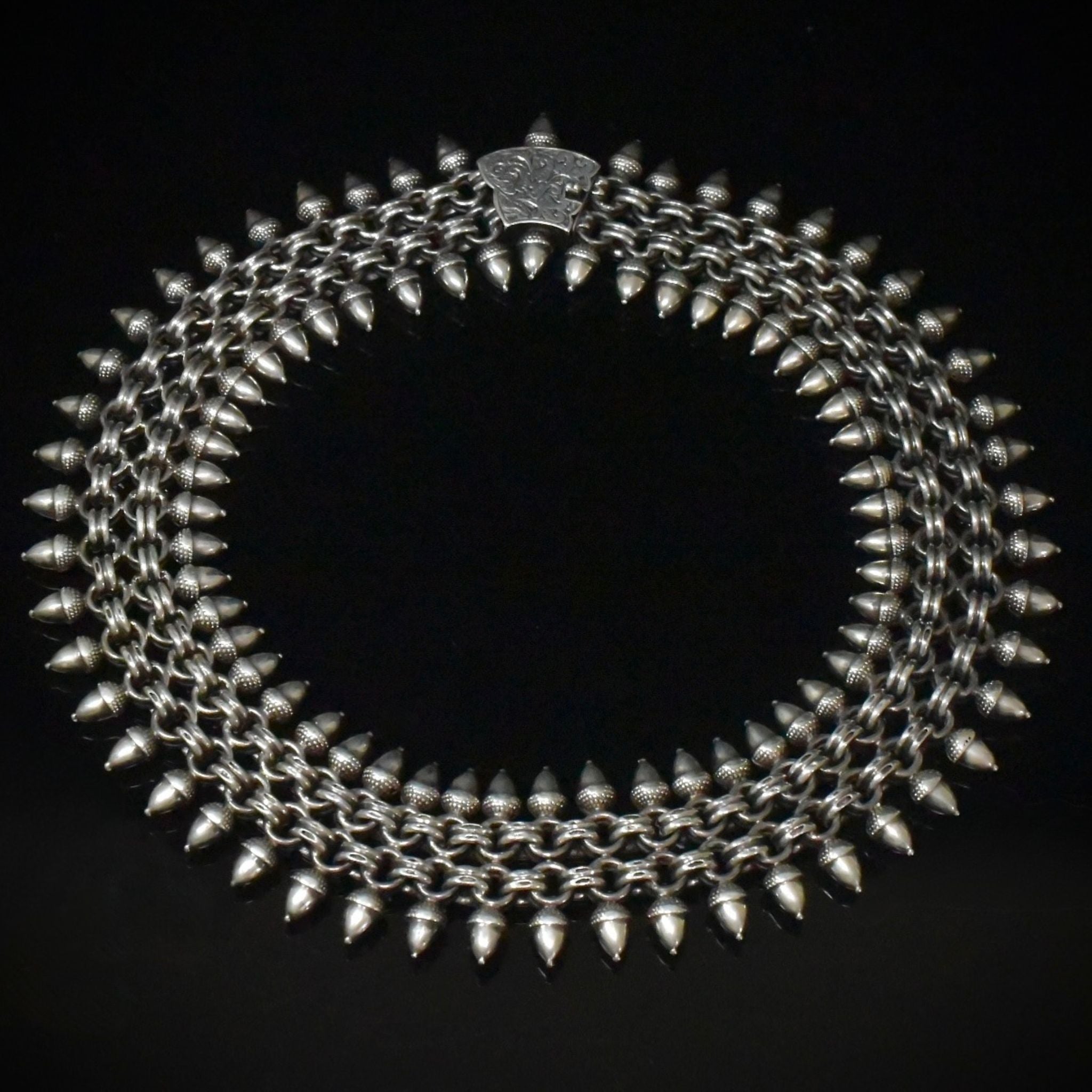 Magnificent Victorian Sterling Silver ‘Acorn’ Wide Collar/Collier Circa 1880’s