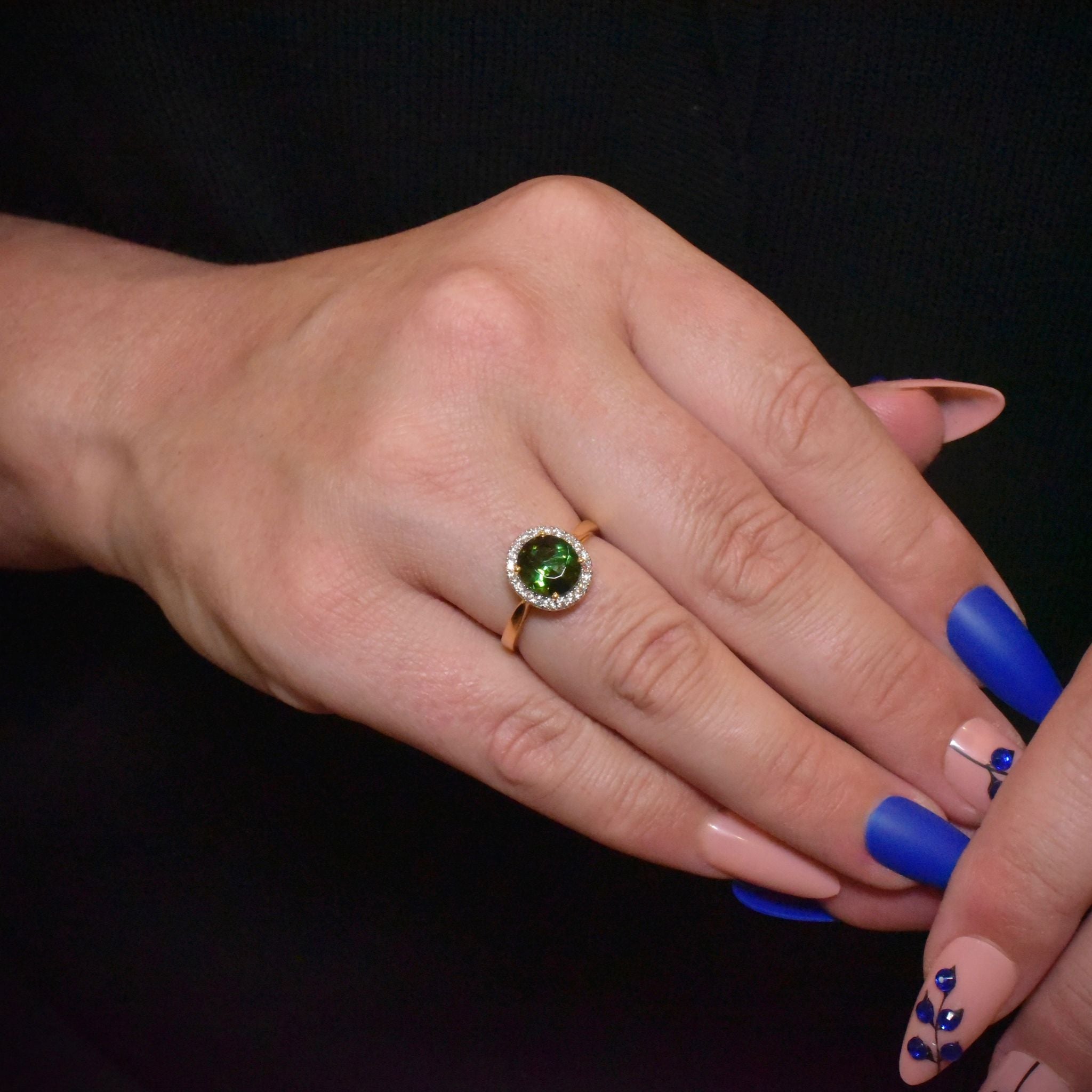 Superb 18ct Yellow Gold Tourmaline And Diamond Halo Ring Included in Purchase Valuation for $4500 AUD (2024)