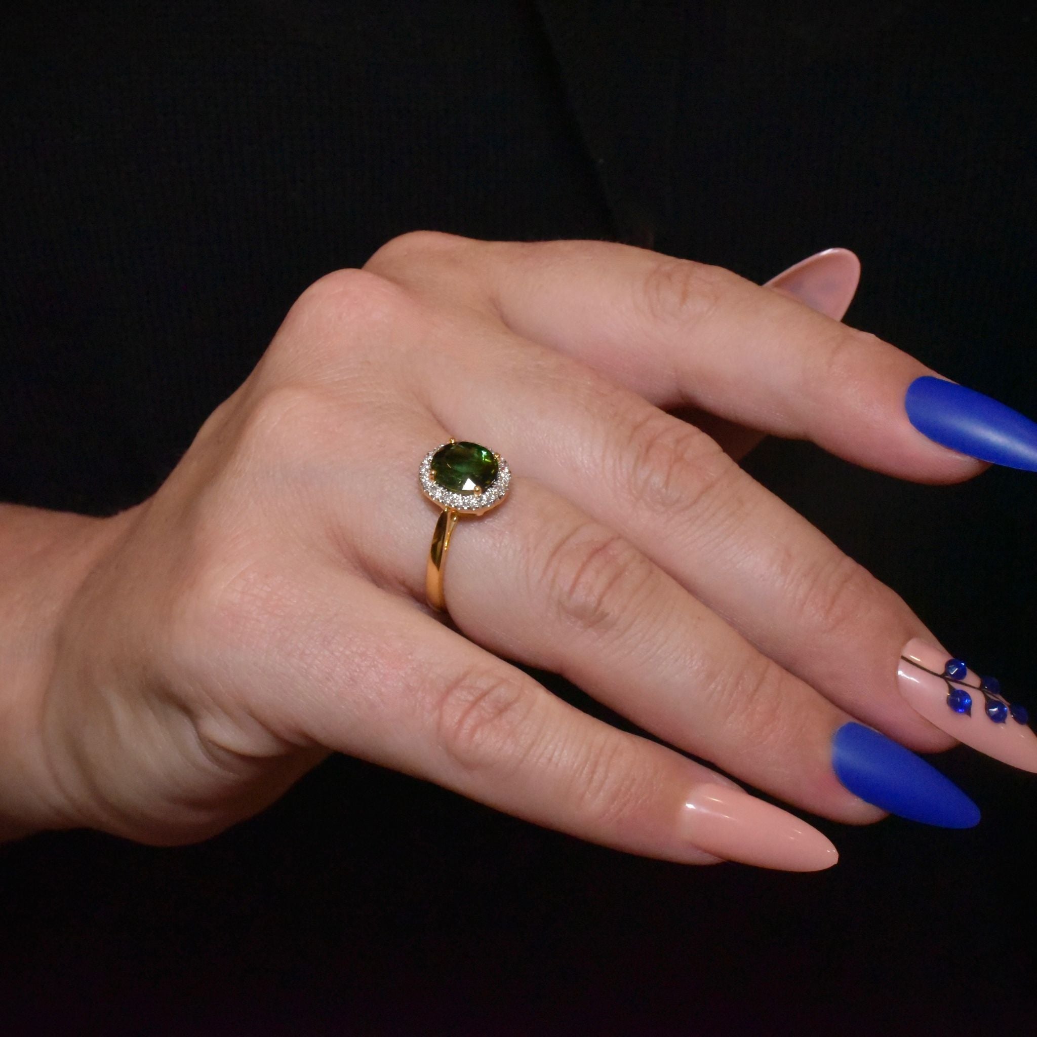Superb 18ct Yellow Gold Tourmaline And Diamond Halo Ring Included in Purchase Valuation for $4500 AUD (2024)