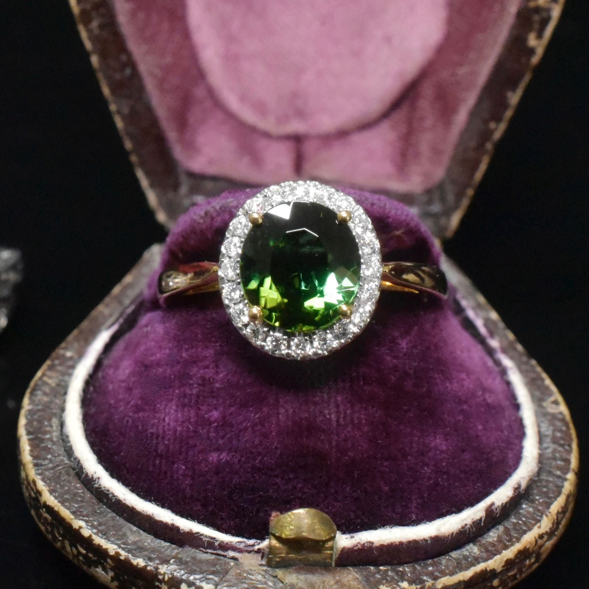 Superb 18ct Yellow Gold Tourmaline And Diamond Halo Ring Included in Purchase Valuation for $4500 AUD (2024)