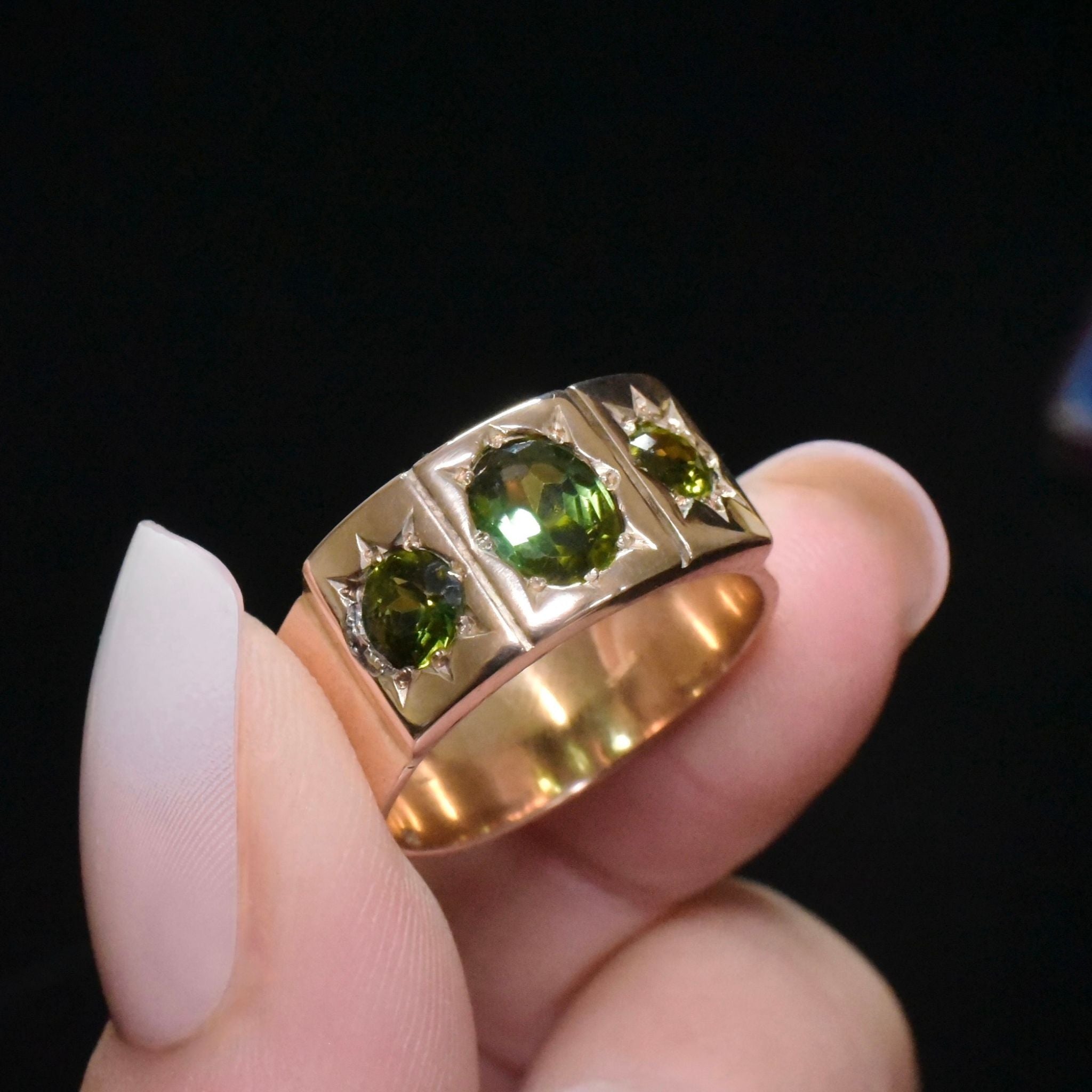 Modern ‘Antique Style’ 9ct Rose Gold Tourmaline ‘Cigar’ Band (Included In Purchase Valuation For $5,750 AUD