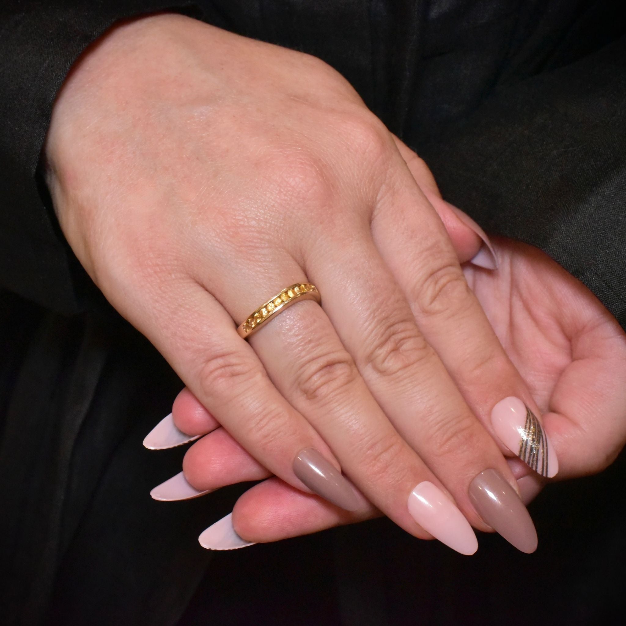 Lovely 9ct Yellow Gold Yellow Sapphire Channel Set Ring - Birmingham 1993