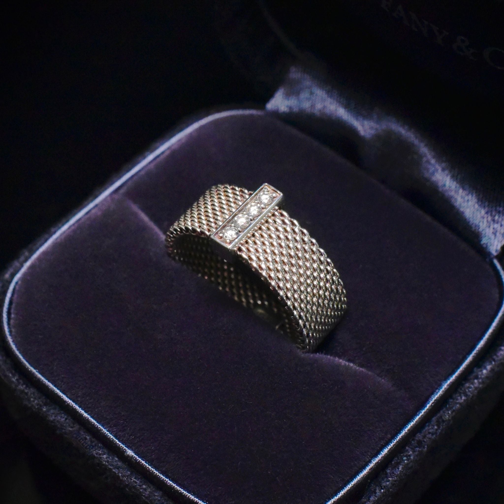 Contemporary Tiffany & Co. Diamond And Sterling Silver ‘Somerset’ Ring With Original Velvet Box