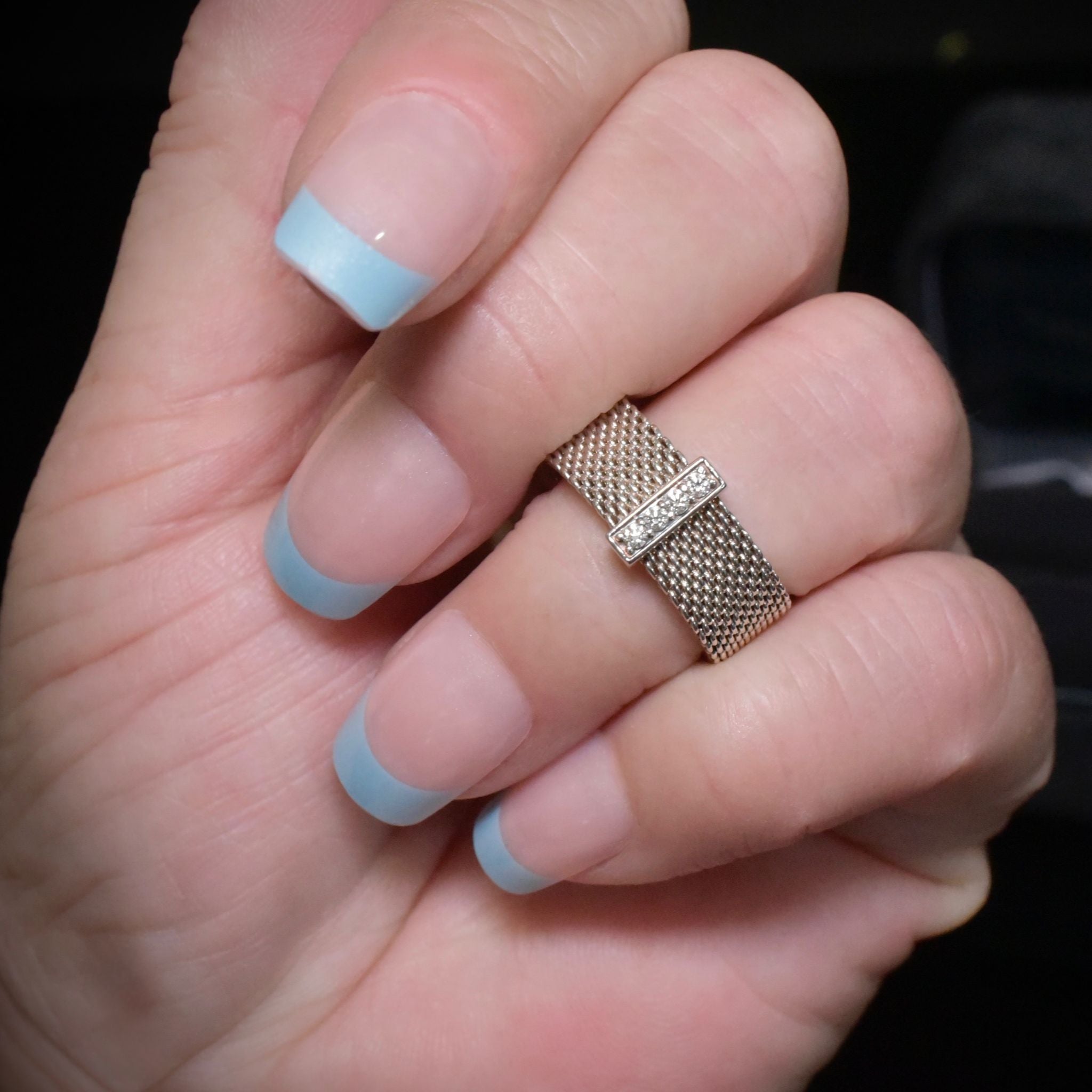 Contemporary Tiffany & Co. Diamond And Sterling Silver ‘Somerset’ Ring With Original Velvet Box