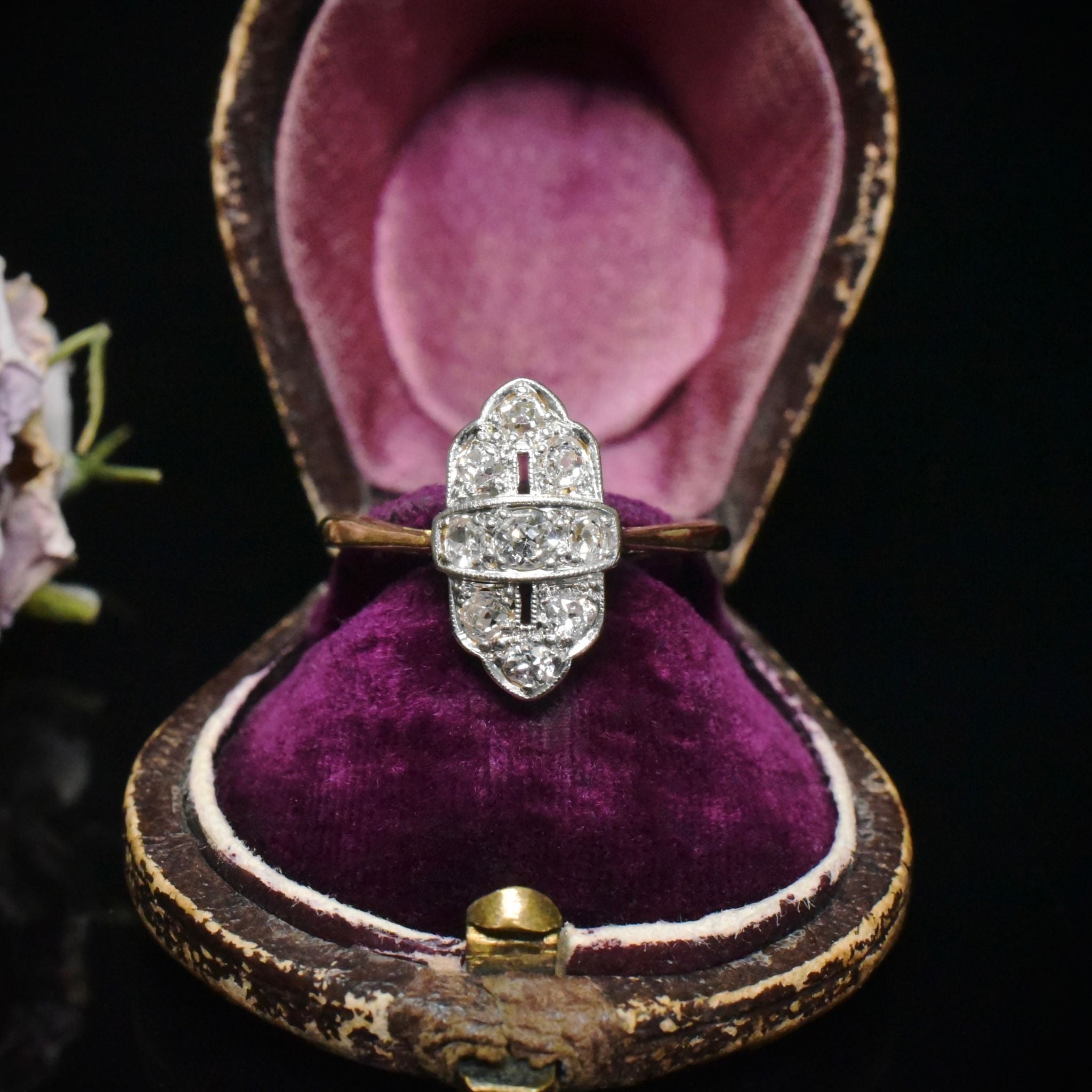 Antique Art Deco 18ct Yellow Gold And Platinum Diamond Ring