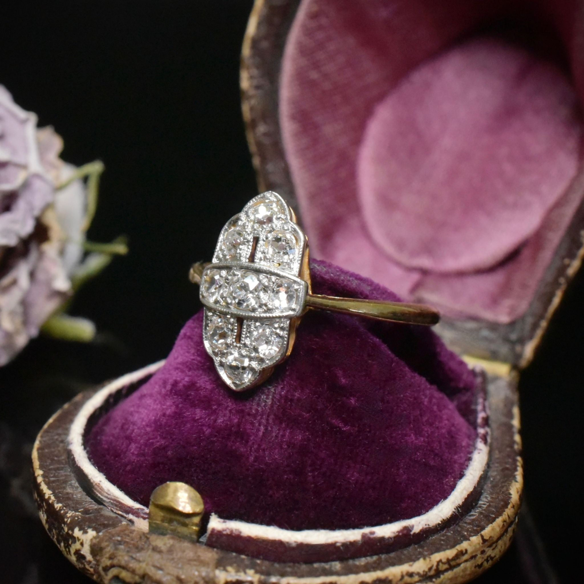 Antique Art Deco 18ct Yellow Gold And Platinum Diamond Ring
