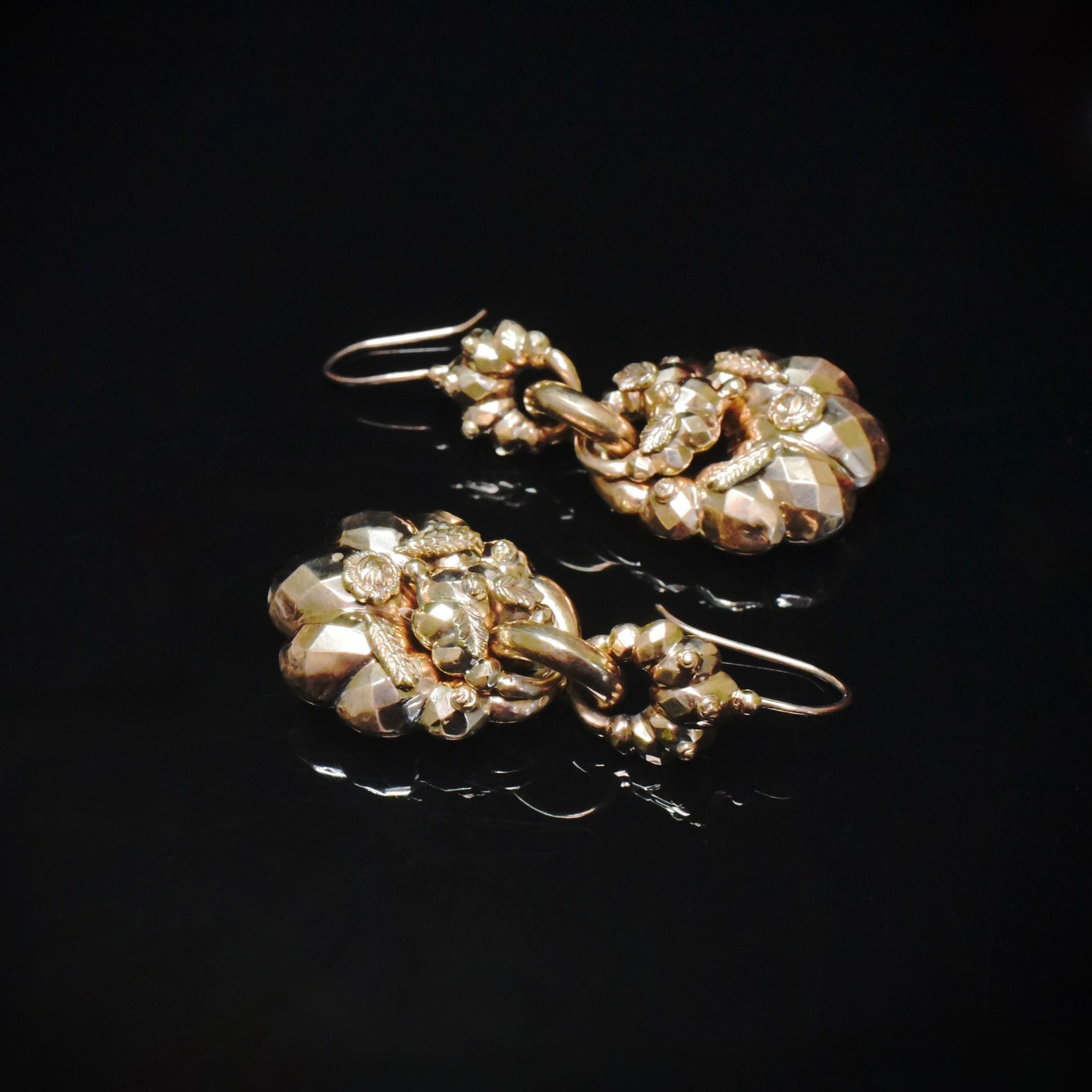 Superb Antique Victorian 9ct Rose Gold Earrings - Circa 1880-90