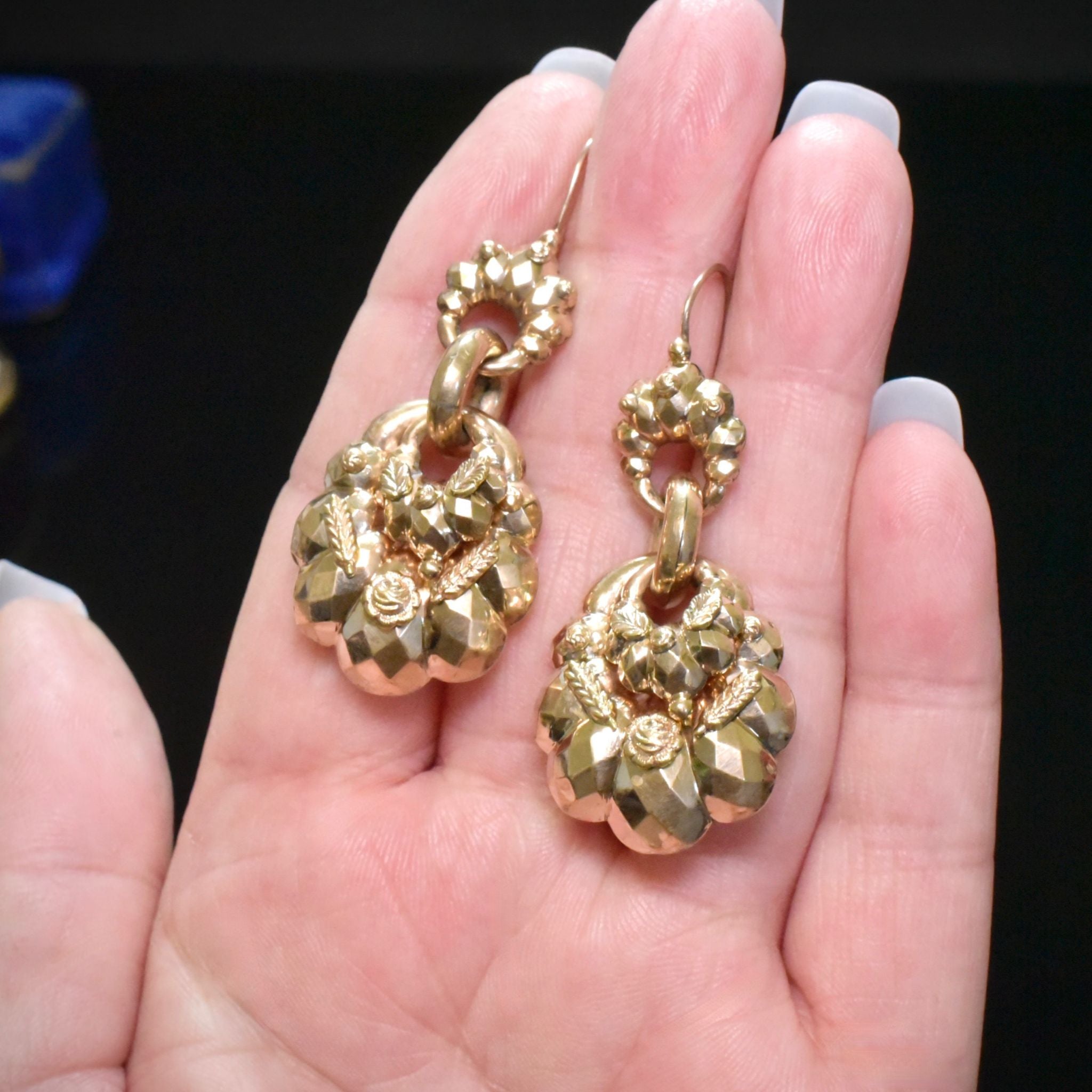 Superb Antique Victorian 9ct Rose Gold Earrings - Circa 1880-90