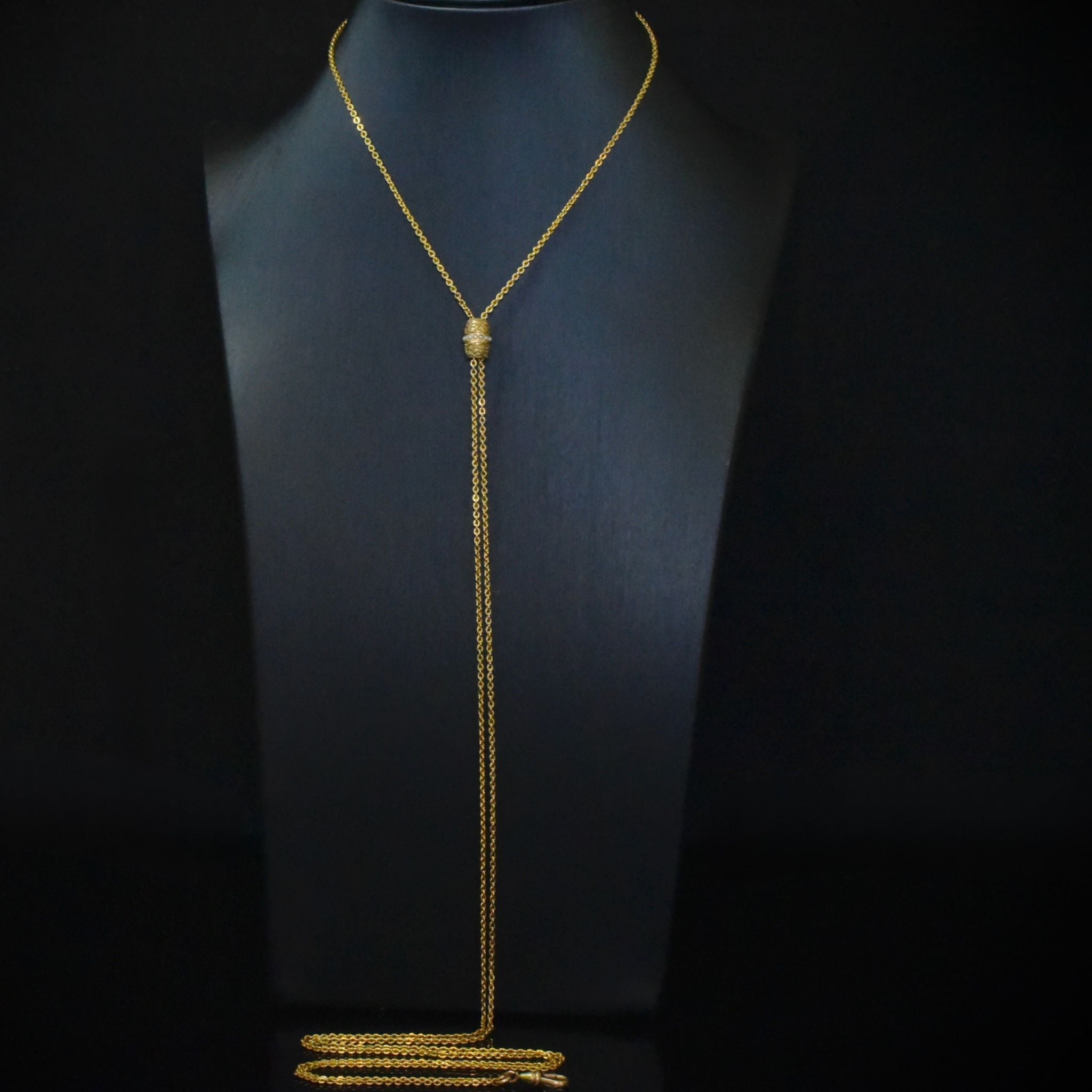 Antique ‘Gold Filled’ - 10% Gold, Slide Muff/ Long Chain - Circa 1900-1910