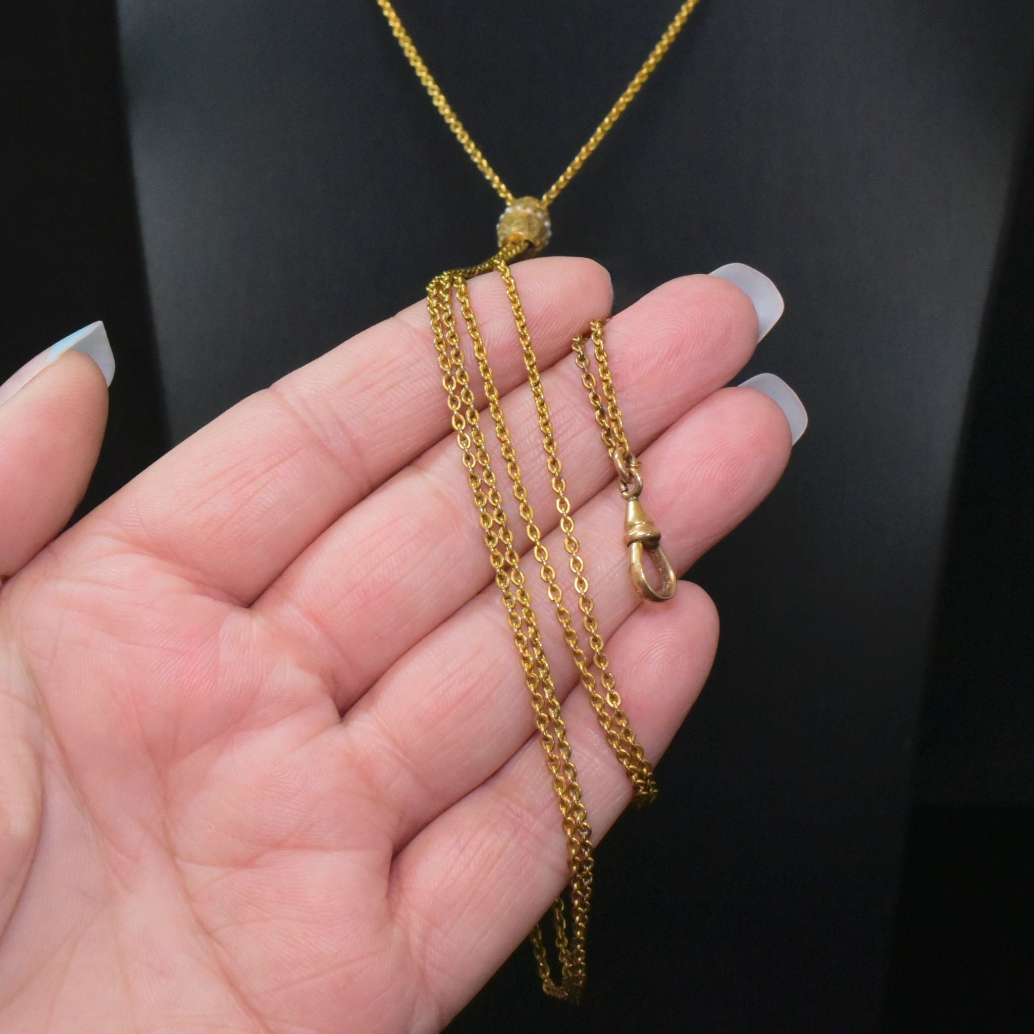 Antique ‘Gold Filled’ - 10% Gold, Slide Muff/ Long Chain - Circa 1900-1910