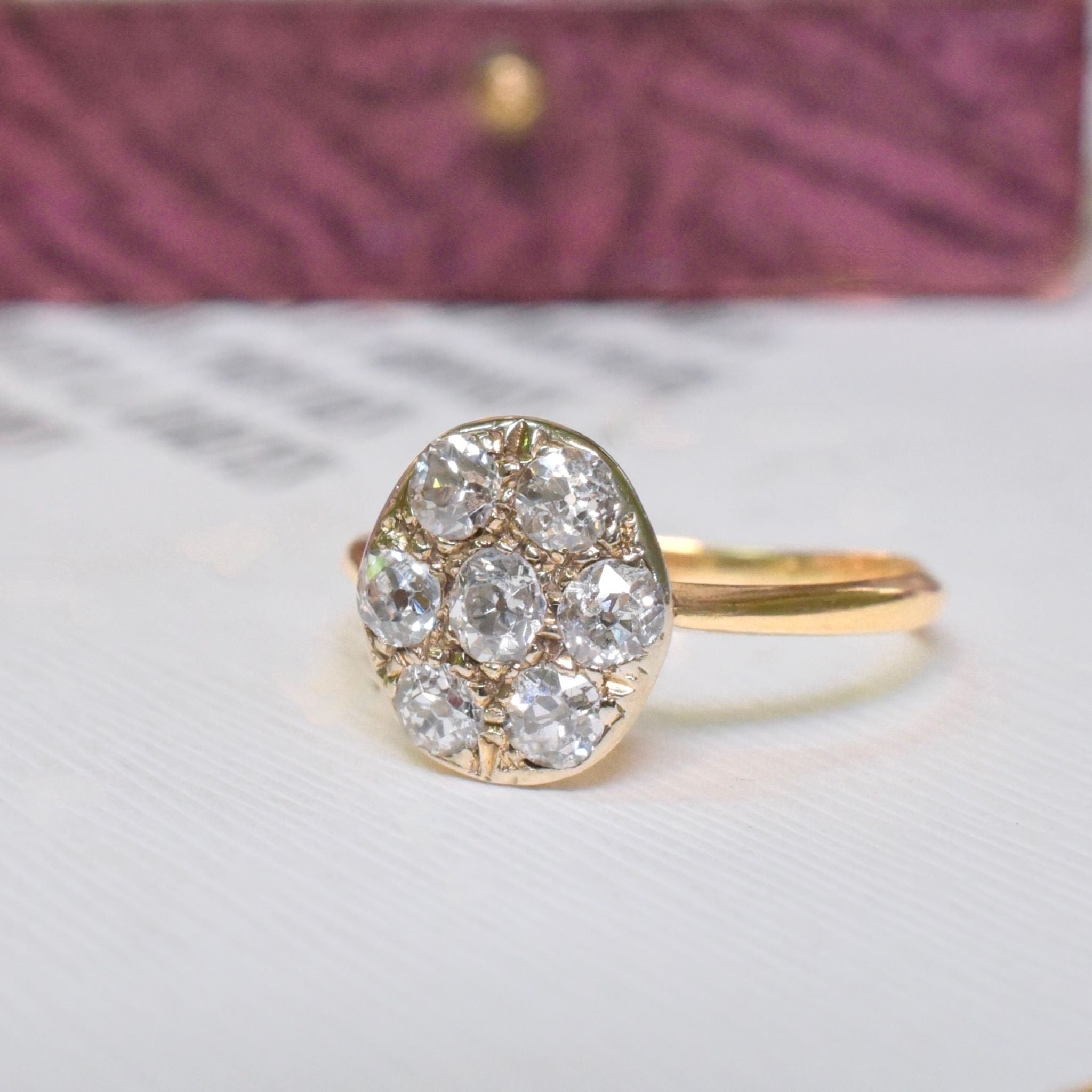 Antique Art Deco 15ct Yellow Gold Daisy Diamond Ring Circa 1925-30