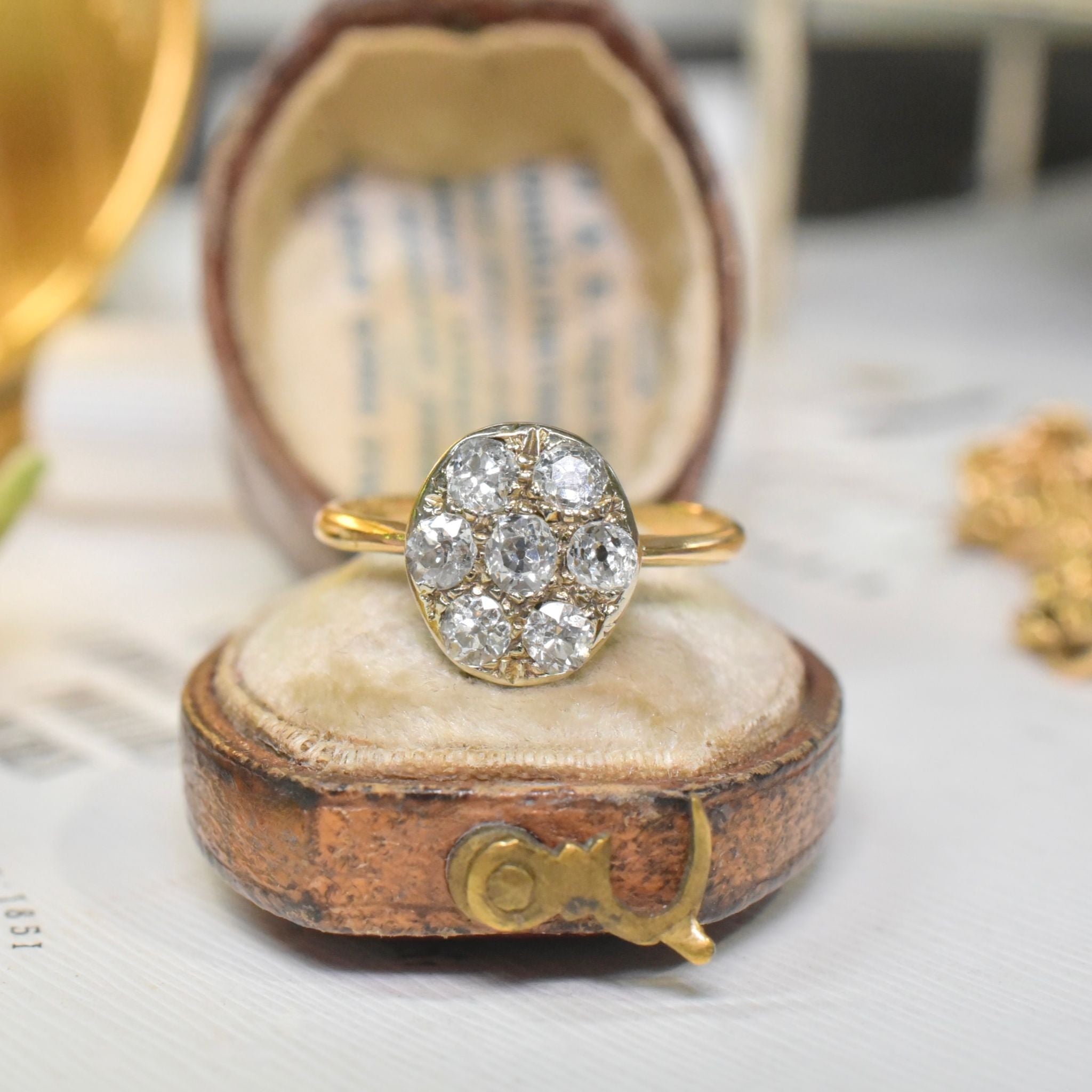 Antique Art Deco 15ct Yellow Gold Daisy Diamond Ring Circa 1925-30