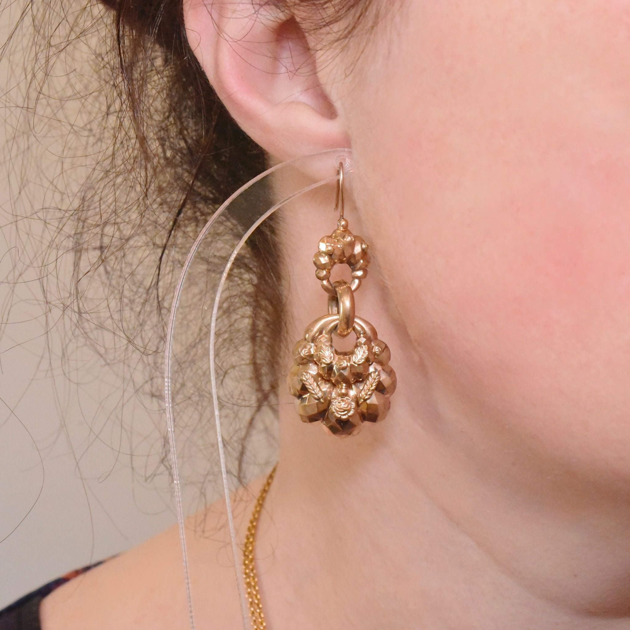 Superb Antique Victorian 9ct Rose Gold Earrings - Circa 1880-90