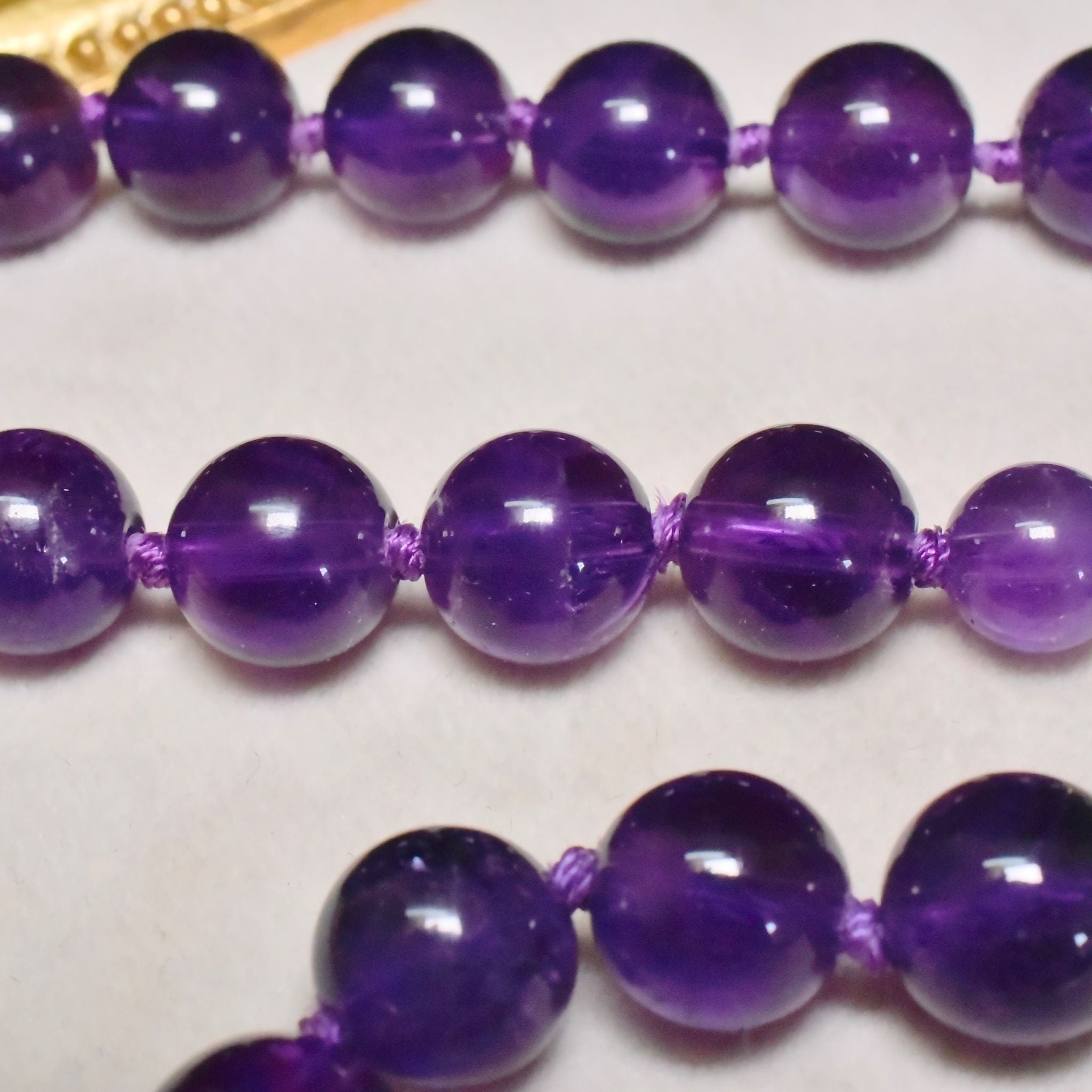 Stunning 14ct Yellow Gold And Amethyst Bead Necklace/Bracelet Set
