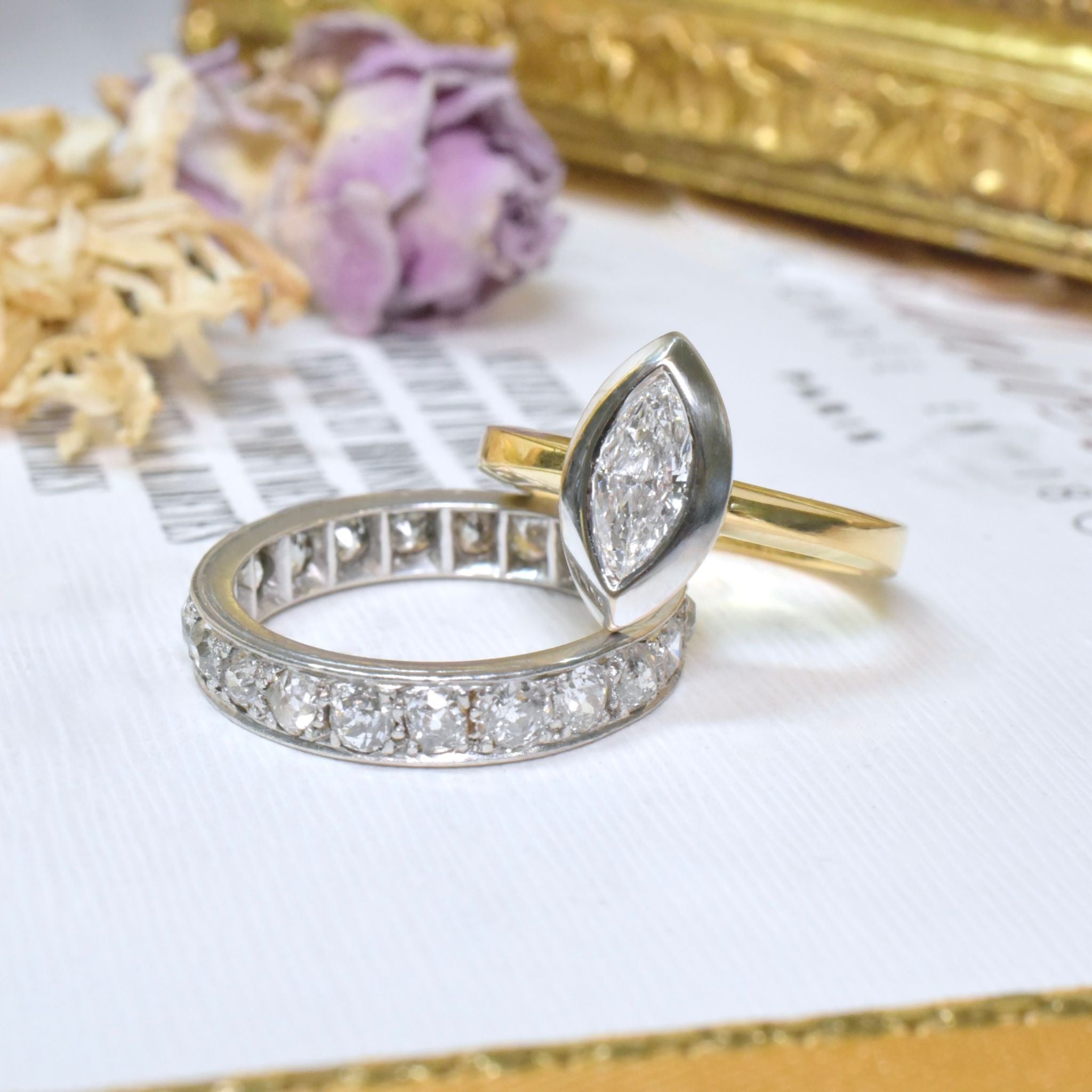 Superb Handcrafted 18ct Yellow Gold And Marquise Diamond Ring 0.54ct