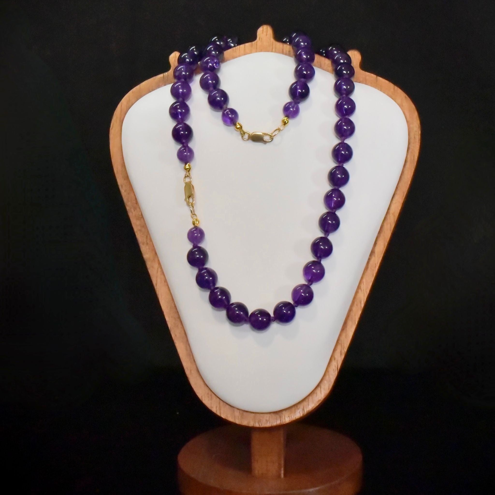 Stunning 14ct Yellow Gold And Amethyst Bead Necklace/Bracelet Set