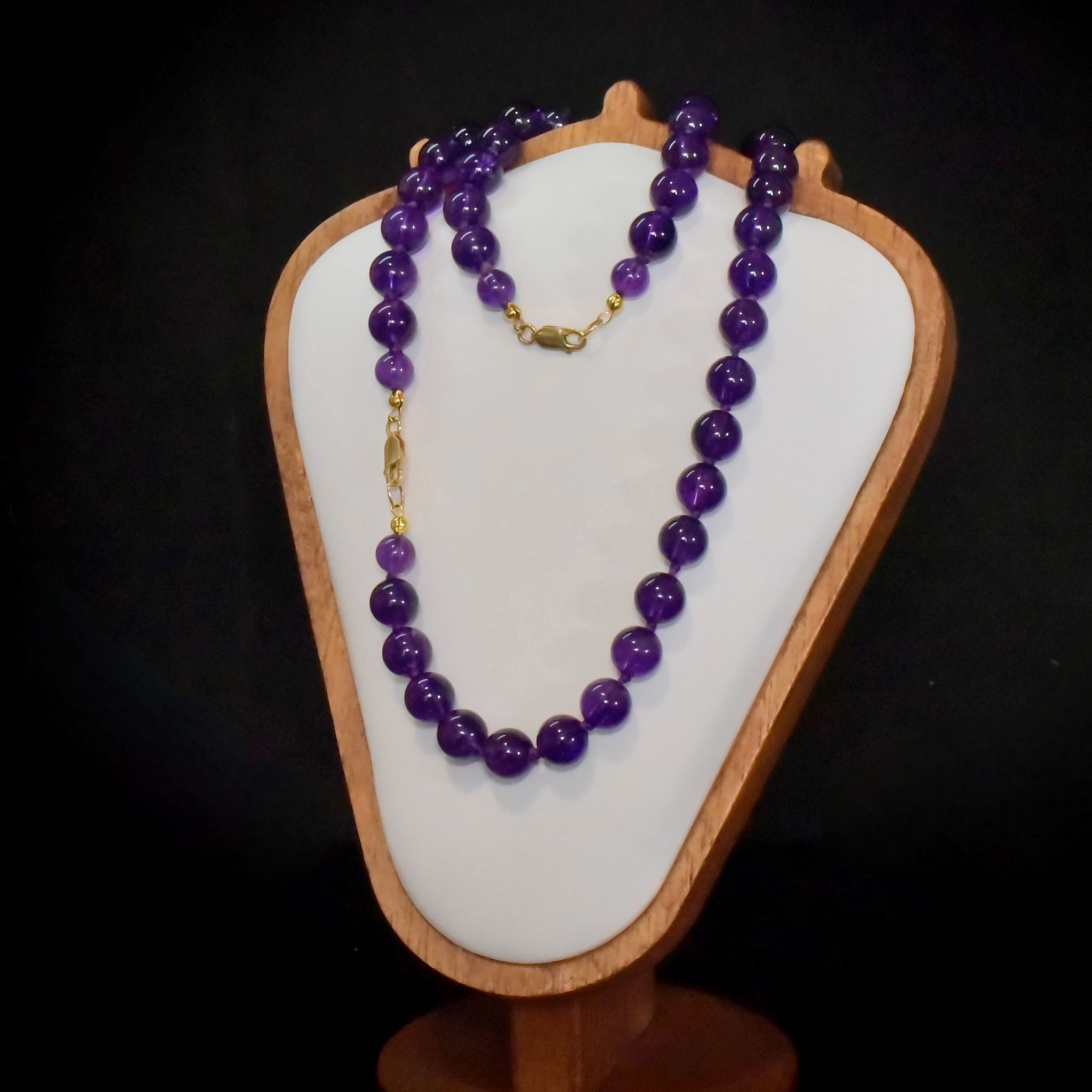 Stunning 14ct Yellow Gold And Amethyst Bead Necklace/Bracelet Set