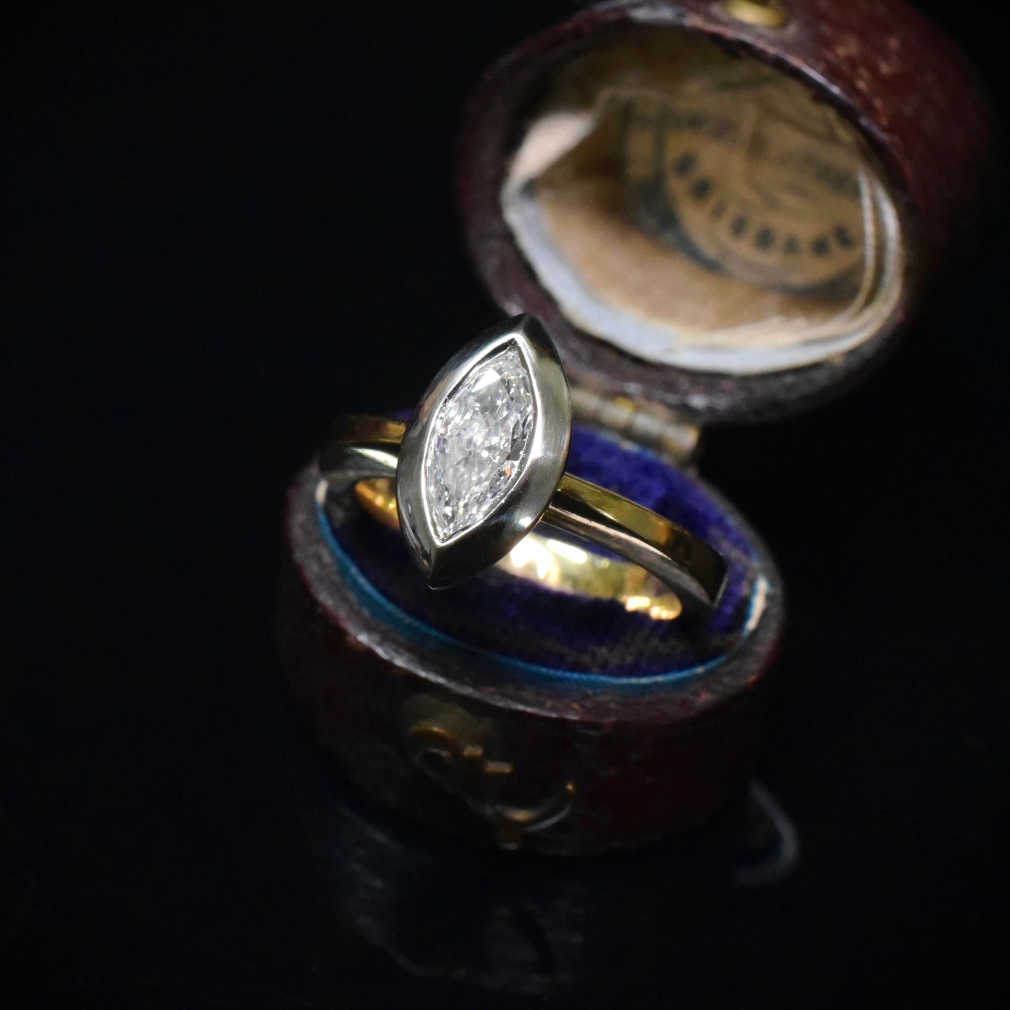 Superb Handcrafted 18ct Yellow Gold And Marquise Diamond Ring 0.54ct