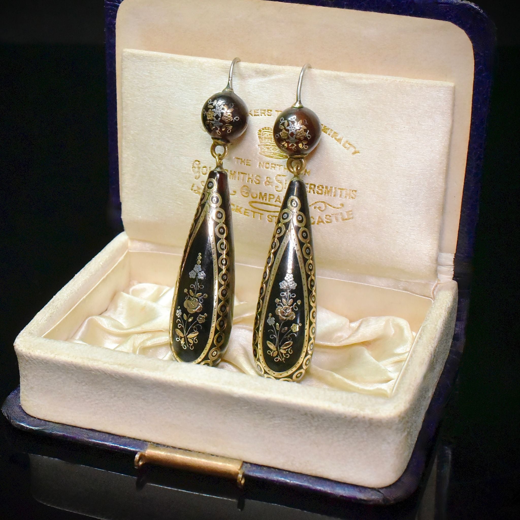 Antique Victorian Pique Gold And Silver Earrings Circa 1880-90