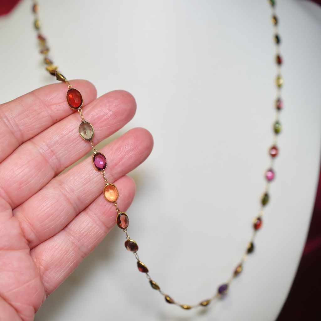 Vintage 9ct and 14ct Yellow Gold Multi-Gem Necklace - 60cm