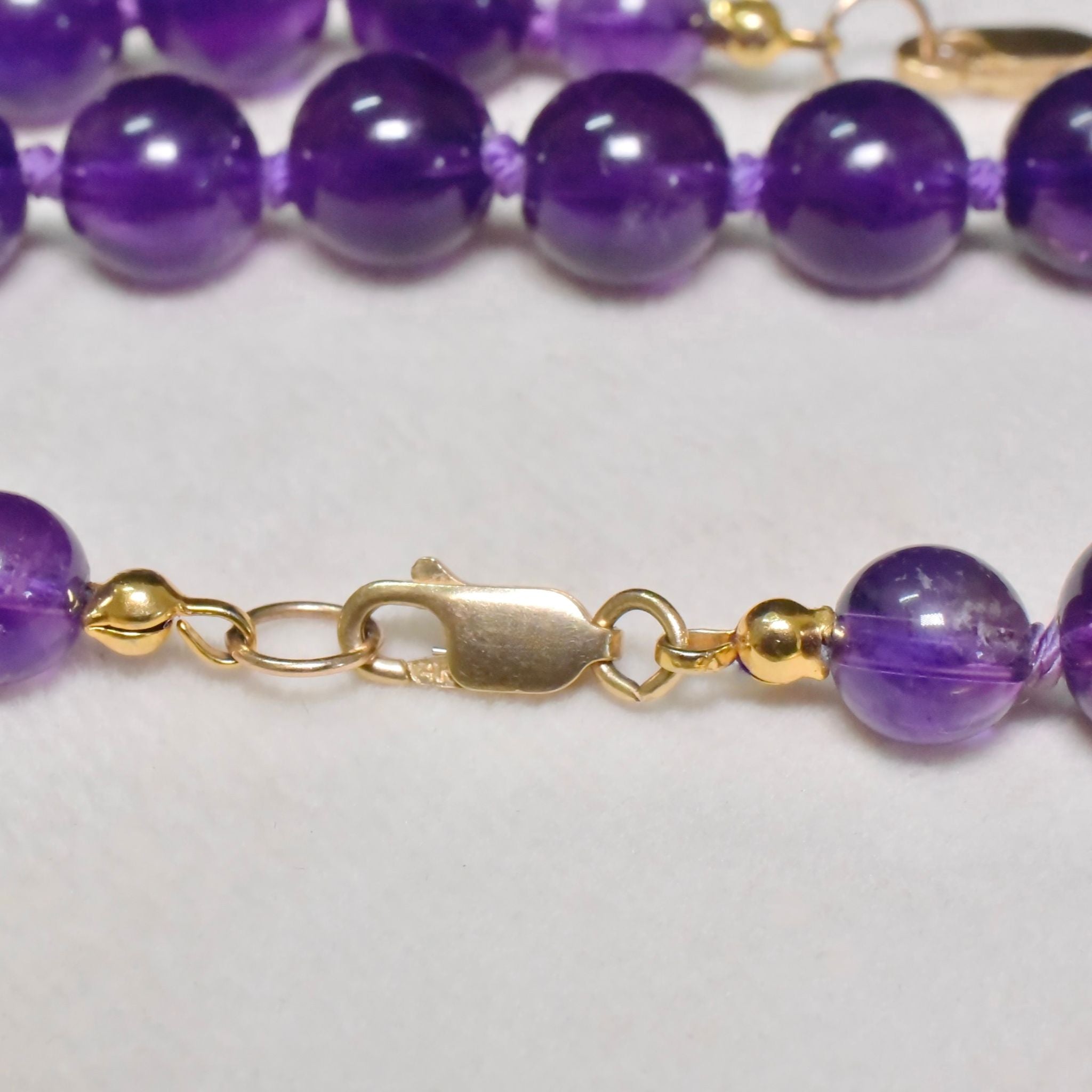 Stunning 14ct Yellow Gold And Amethyst Bead Necklace/Bracelet Set