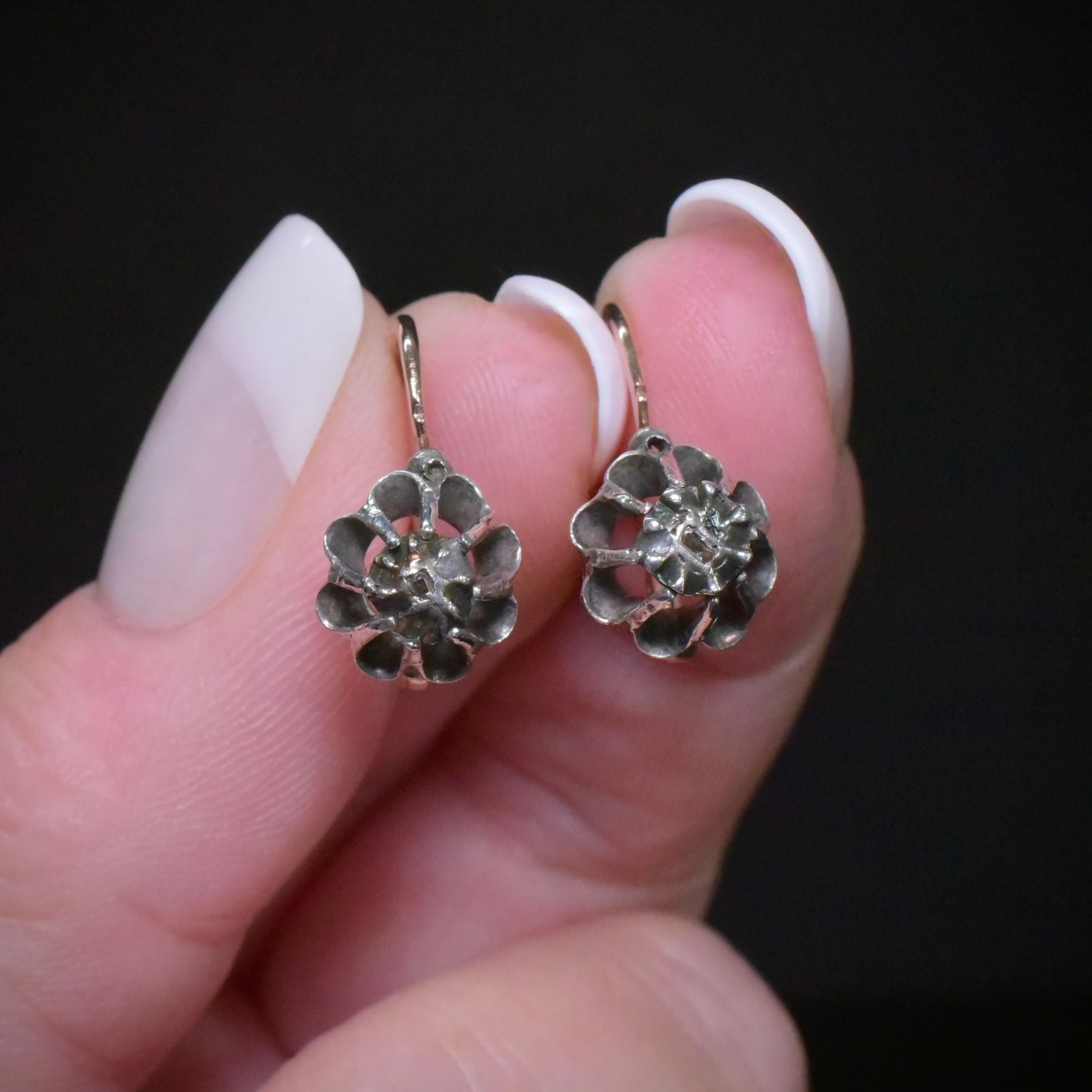 Fabulous Georgian 11ct Gold And Silver ‘Day And Night’ Diamond Earrings Circa 1780-1800