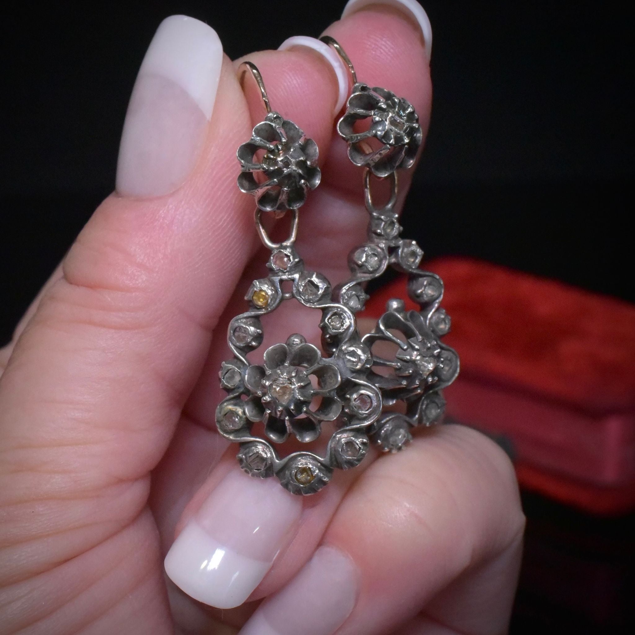 Fabulous Georgian 11ct Gold And Silver ‘Day And Night’ Diamond Earrings Circa 1780-1800