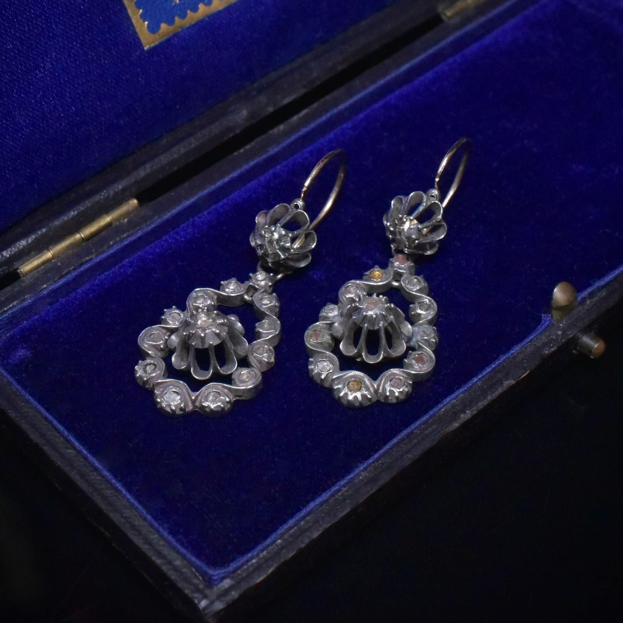 Fabulous Georgian 11ct Gold And Silver ‘Day And Night’ Diamond Earrings Circa 1780-1800