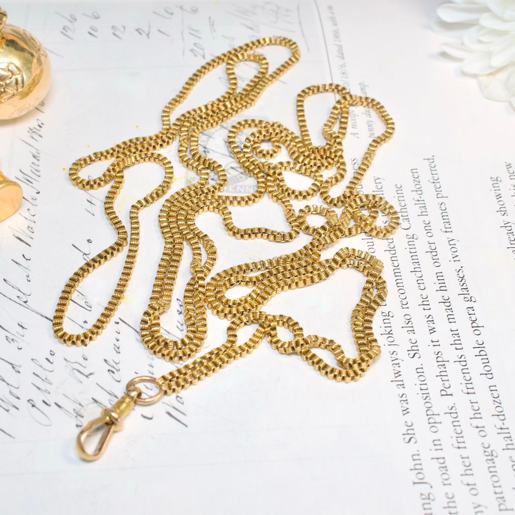 Antique Victorian 15ct Yellow Gold 126cm Guard/Muff Chain Circa 1890-1900