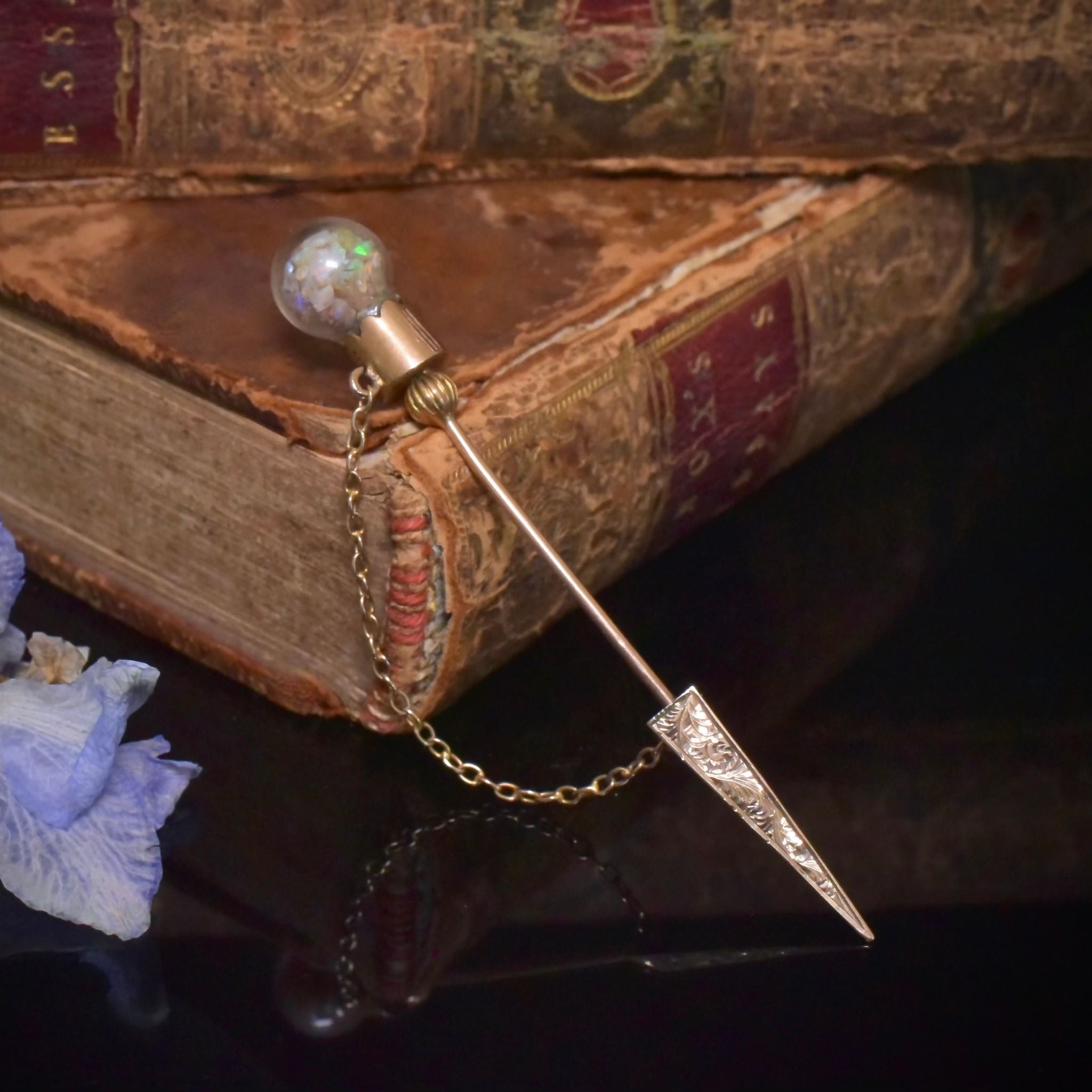 Antique Edwardian Australian 9ct Rose Gold Opal Specimen ‘Jabot’ Pin By Willis And Sons
