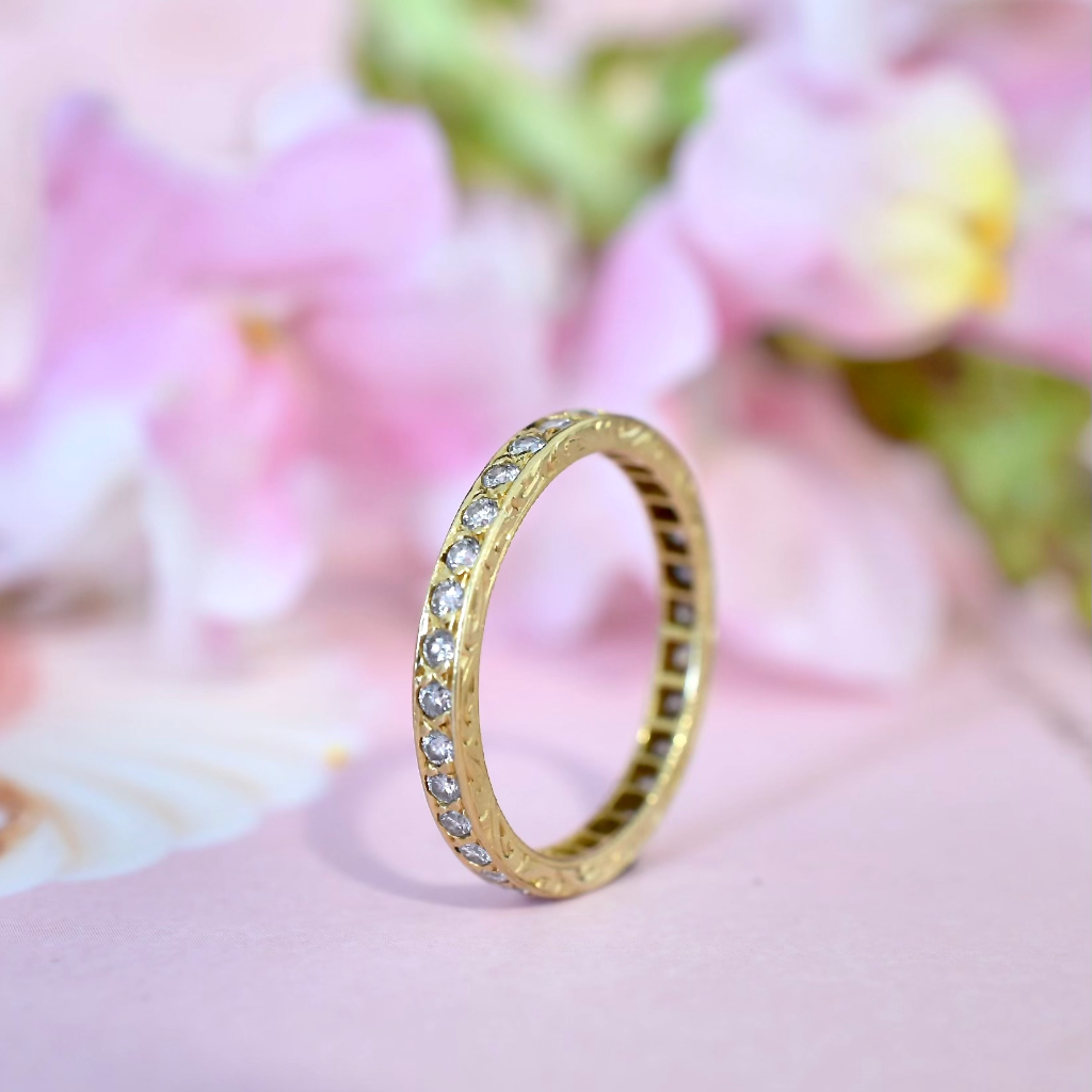 Antique/Vintage 18ct Yellow Gold And Diamond Full Hoop Eternity Ring - Circa 1930’s