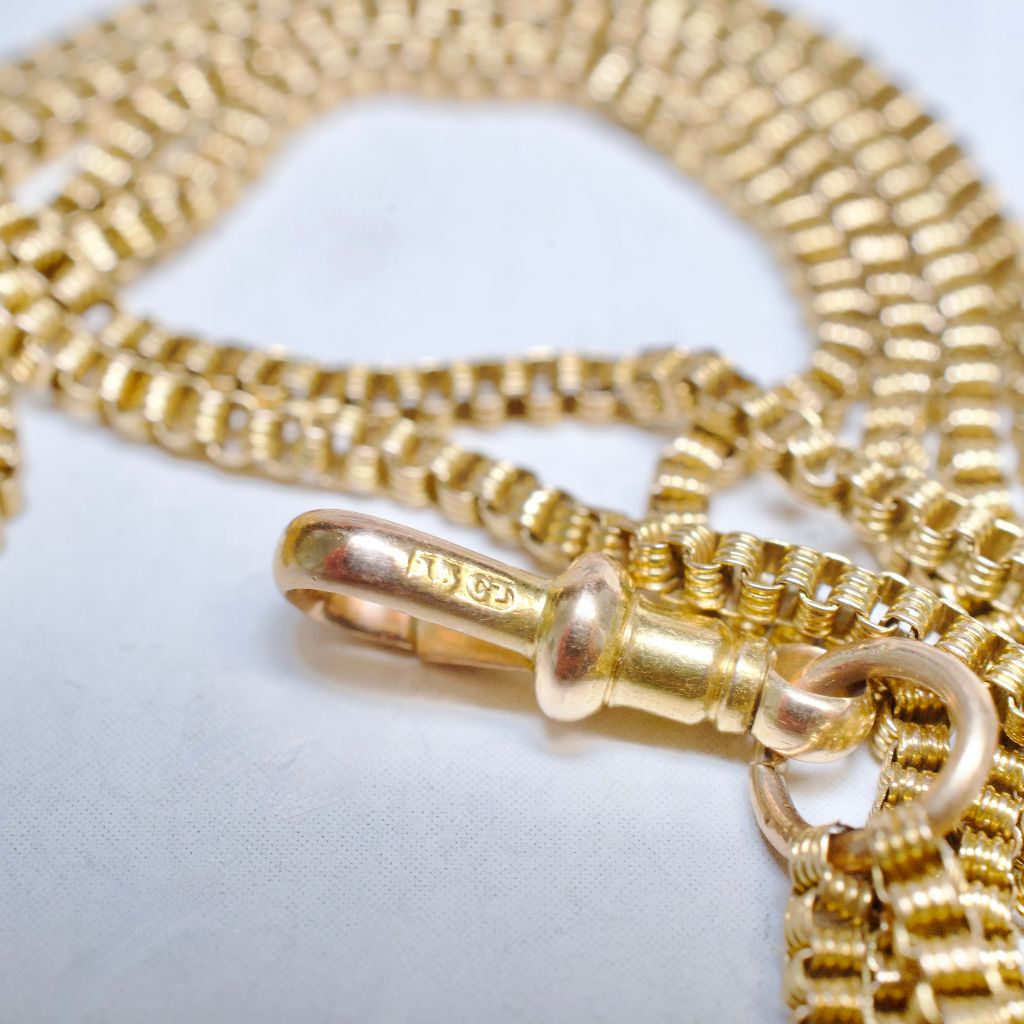 Antique Victorian 15ct Yellow Gold 126cm Guard/Muff Chain Circa 1890-1900