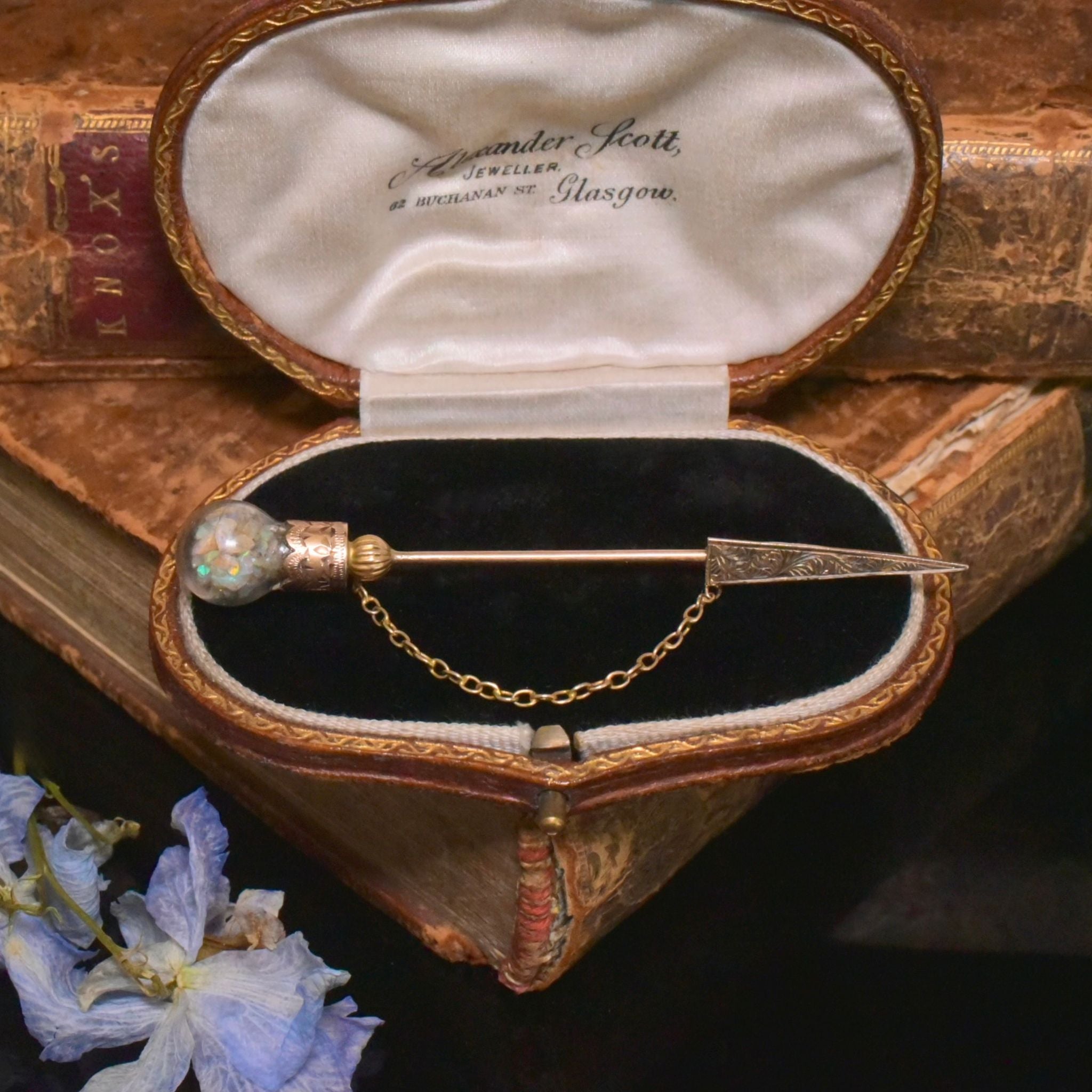 Antique Edwardian Australian 9ct Rose Gold Opal Specimen ‘Jabot’ Pin By Willis And Sons