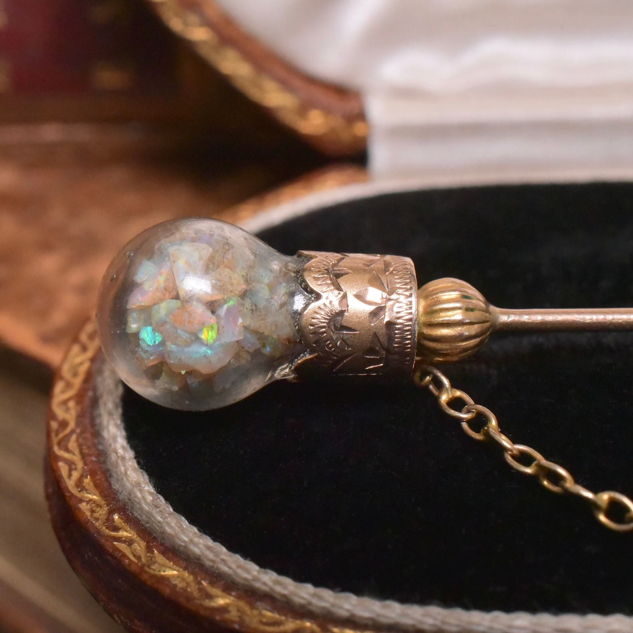 Antique Edwardian Australian 9ct Rose Gold Opal Specimen ‘Jabot’ Pin By Willis And Sons