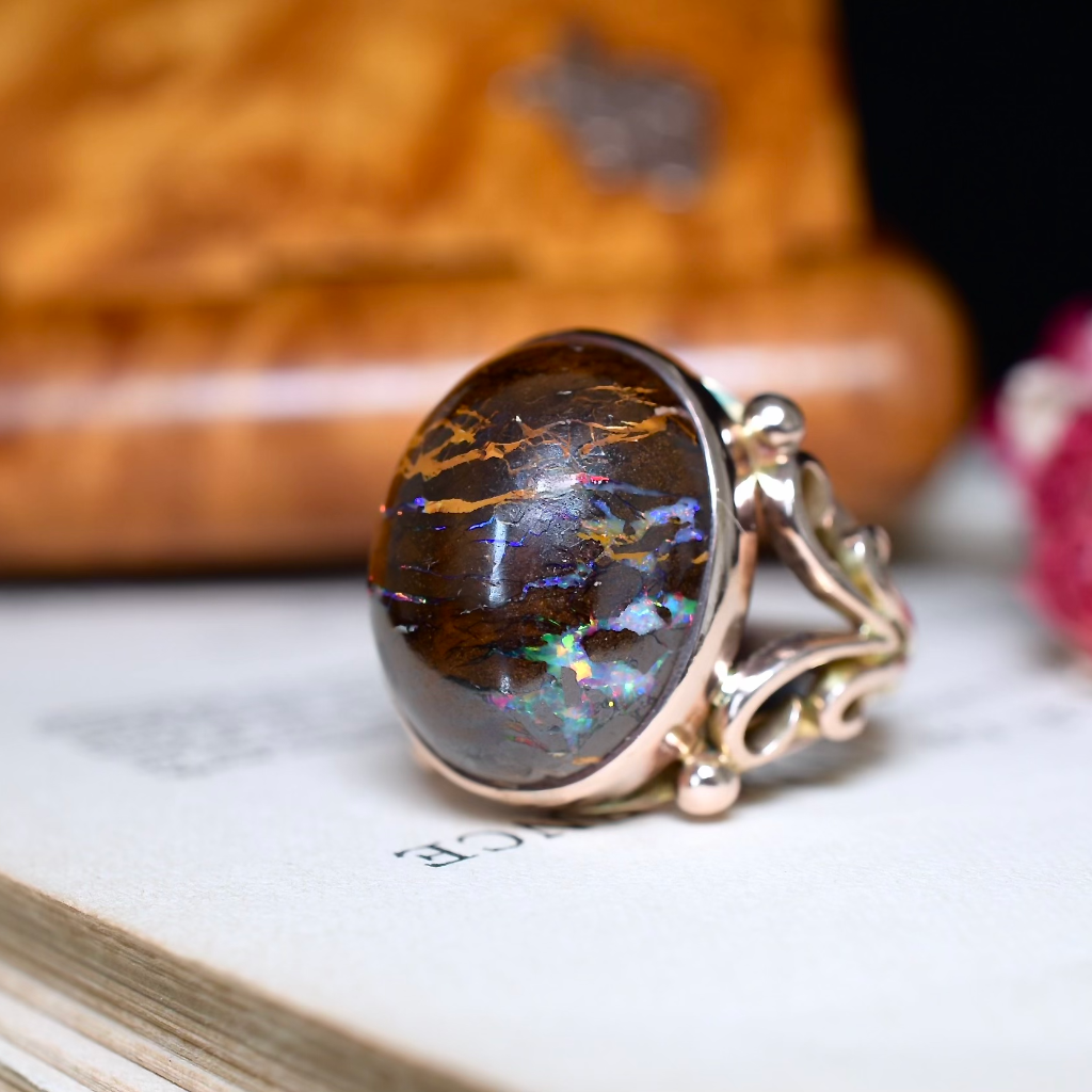 Vintage 9ct Rose Gold Boulder Opal Ring
