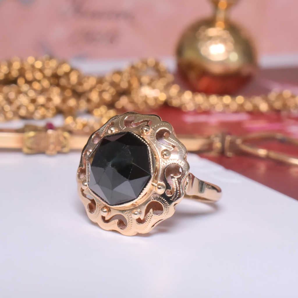 Vintage 14ct Rose Gold And Rose-Cut Garnet Ring