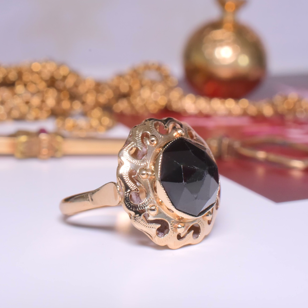 Vintage 14ct Rose Gold And Rose-Cut Garnet Ring
