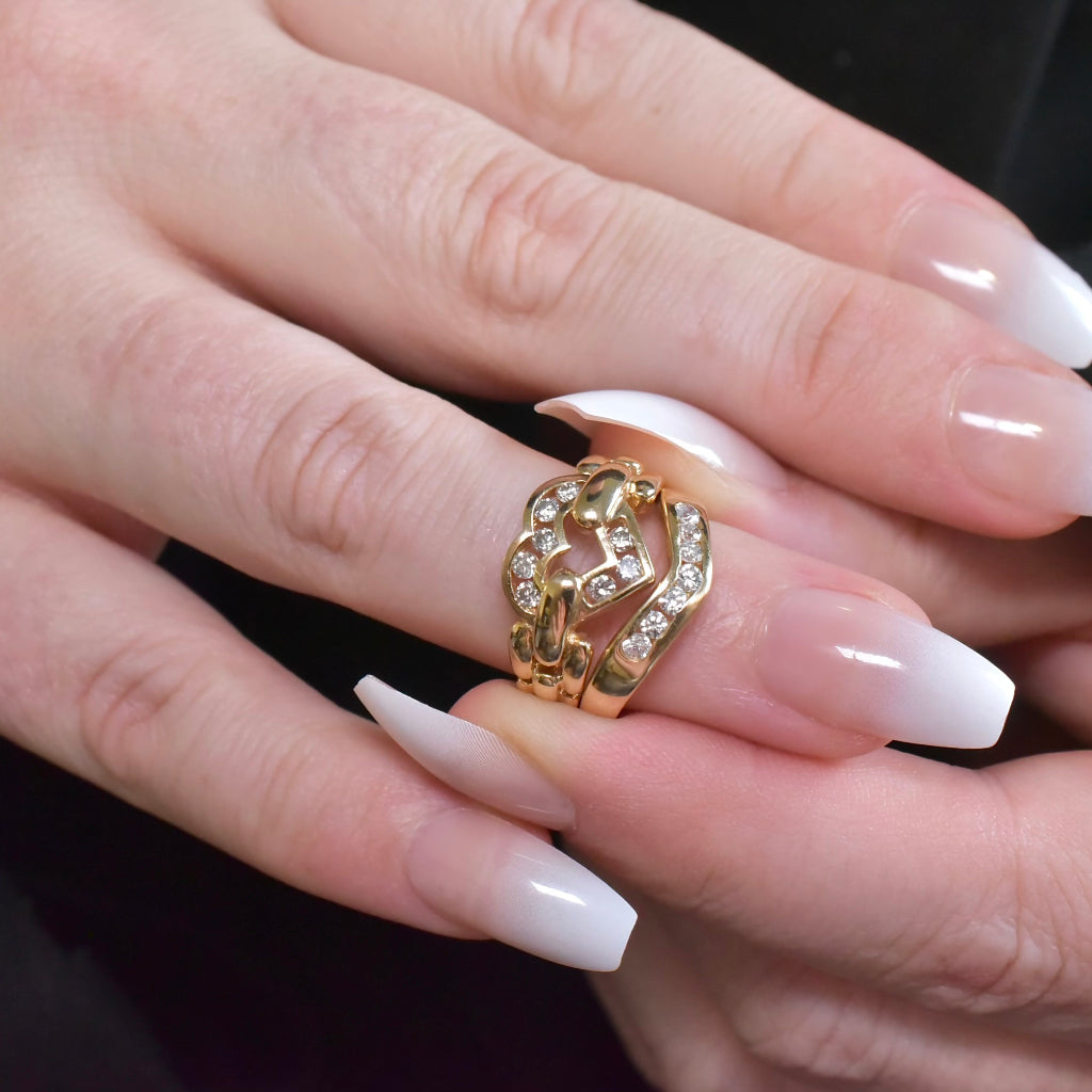 Modern 18ct Yellow Gold And Diamond ‘Heart’ Ring