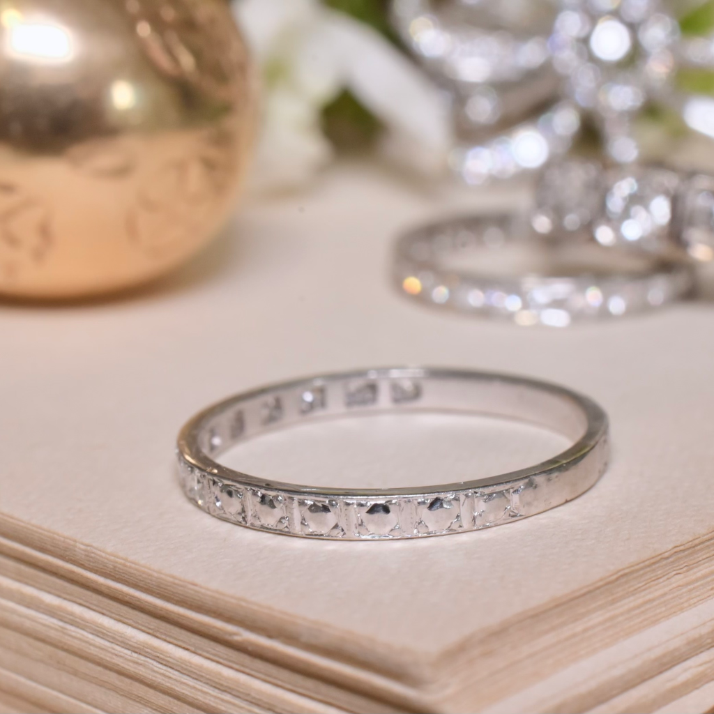 Antique Art Deco Half Hoop Diamond Platinum Eternity Ring Circa 1920-30