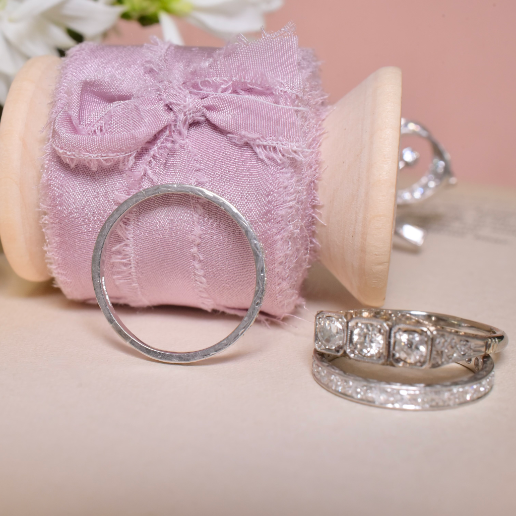 Antique Art Deco Half Hoop Diamond Platinum Eternity Ring Circa 1920-30