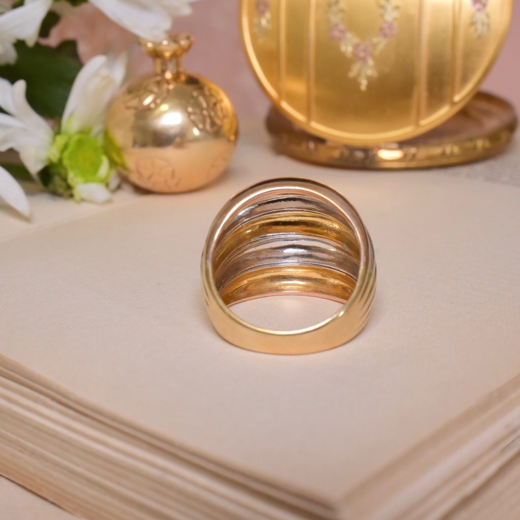 Estate Italian 18ct Tri-Colour Gold Bombe Ring